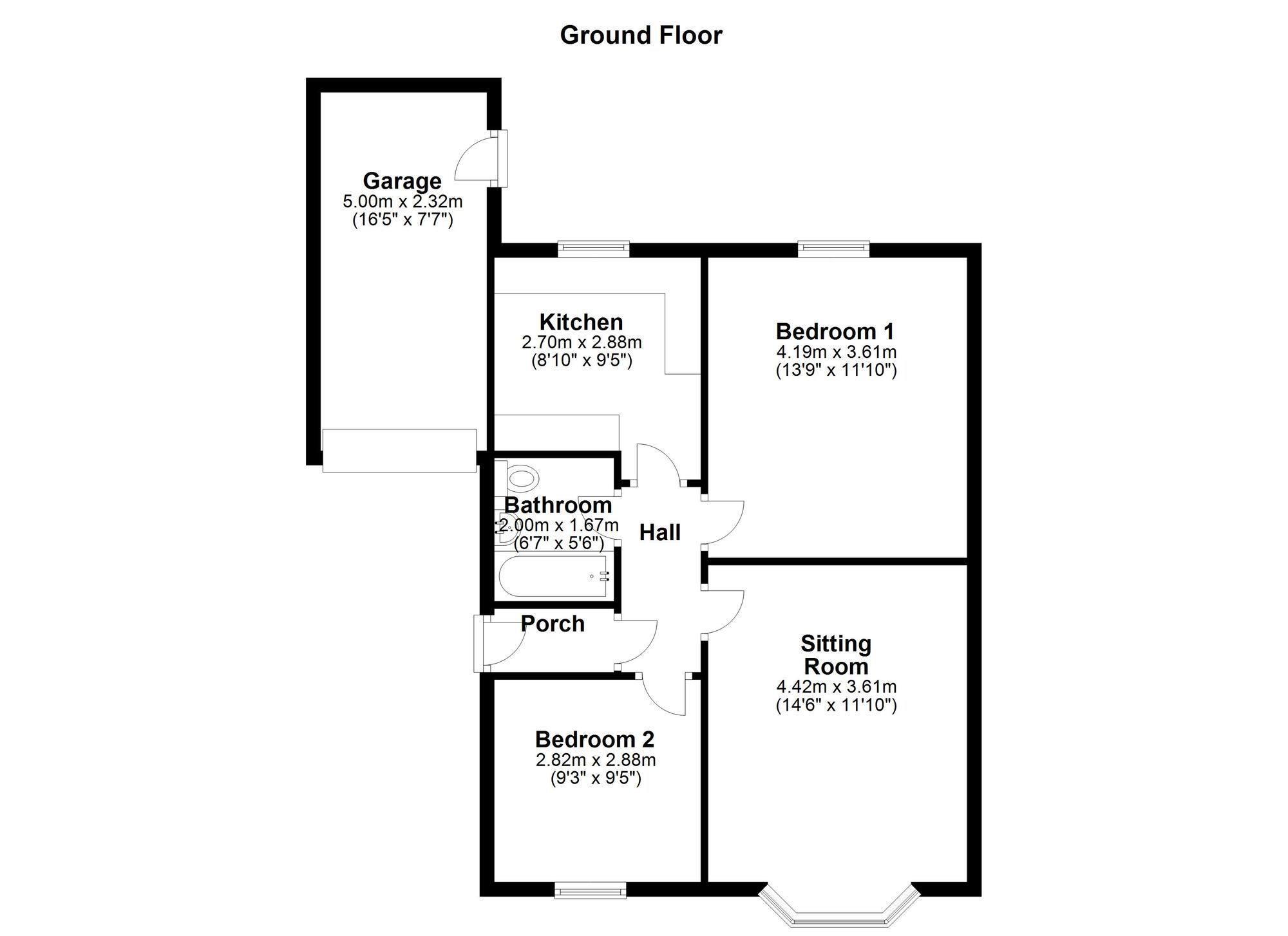 Floorplan of 2 bedroom Semi Detached Bungalow for sale, Chudleigh Gardens, Newcastle upon Tyne, Tyne and Wear, NE5