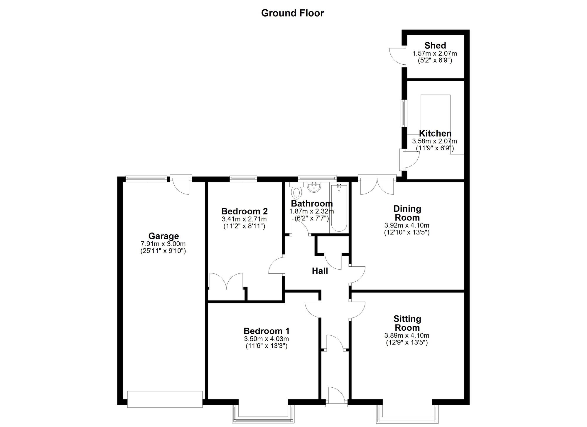 Floorplan of 2 bedroom Semi Detached Bungalow for sale, Dewley Road, Newcastle upon Tyne, Tyne and Wear, NE5