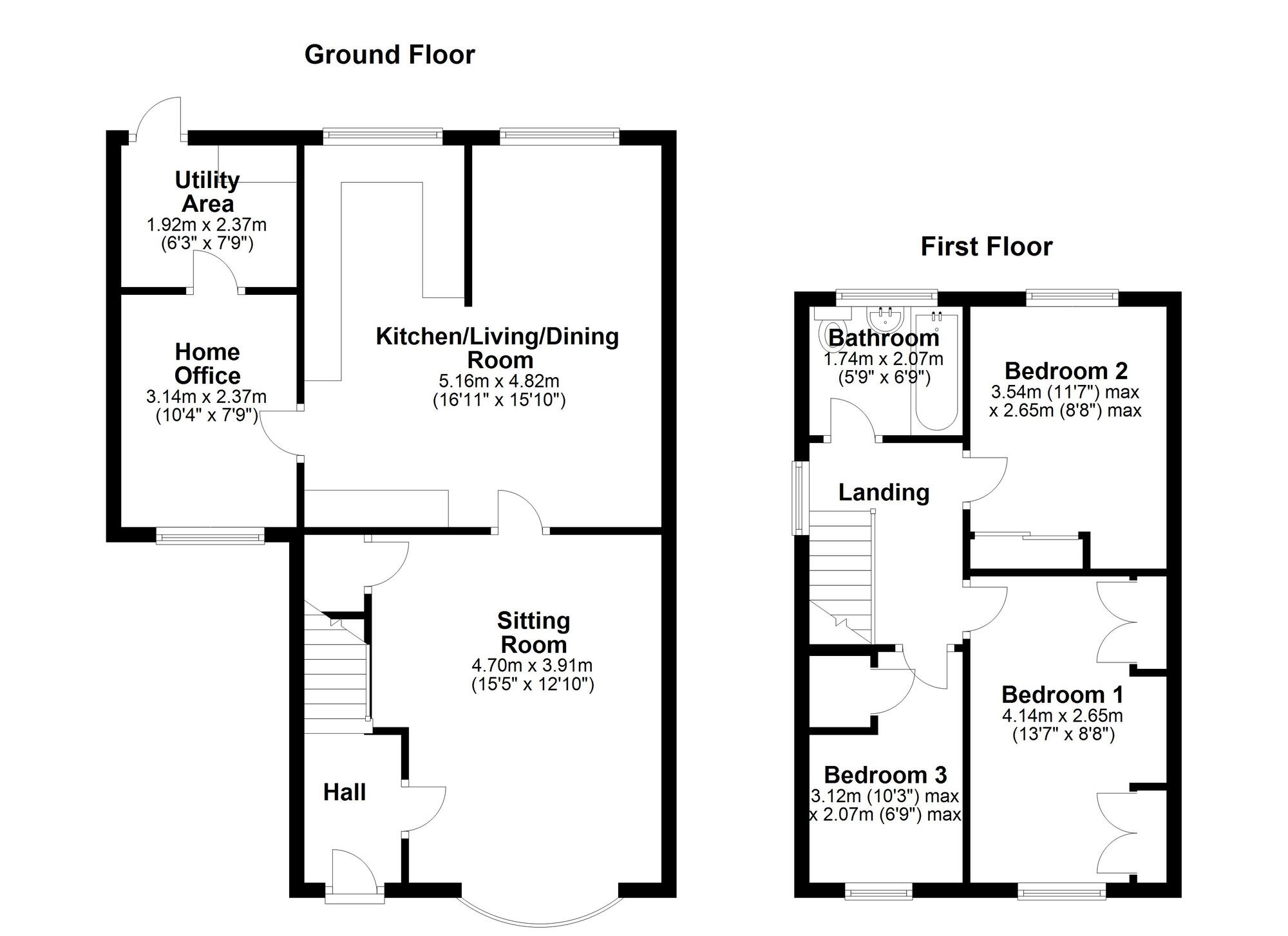 Floorplan of 3 bedroom Semi Detached House for sale, Wesley Way, Throckley, Tyne and Wear, NE15