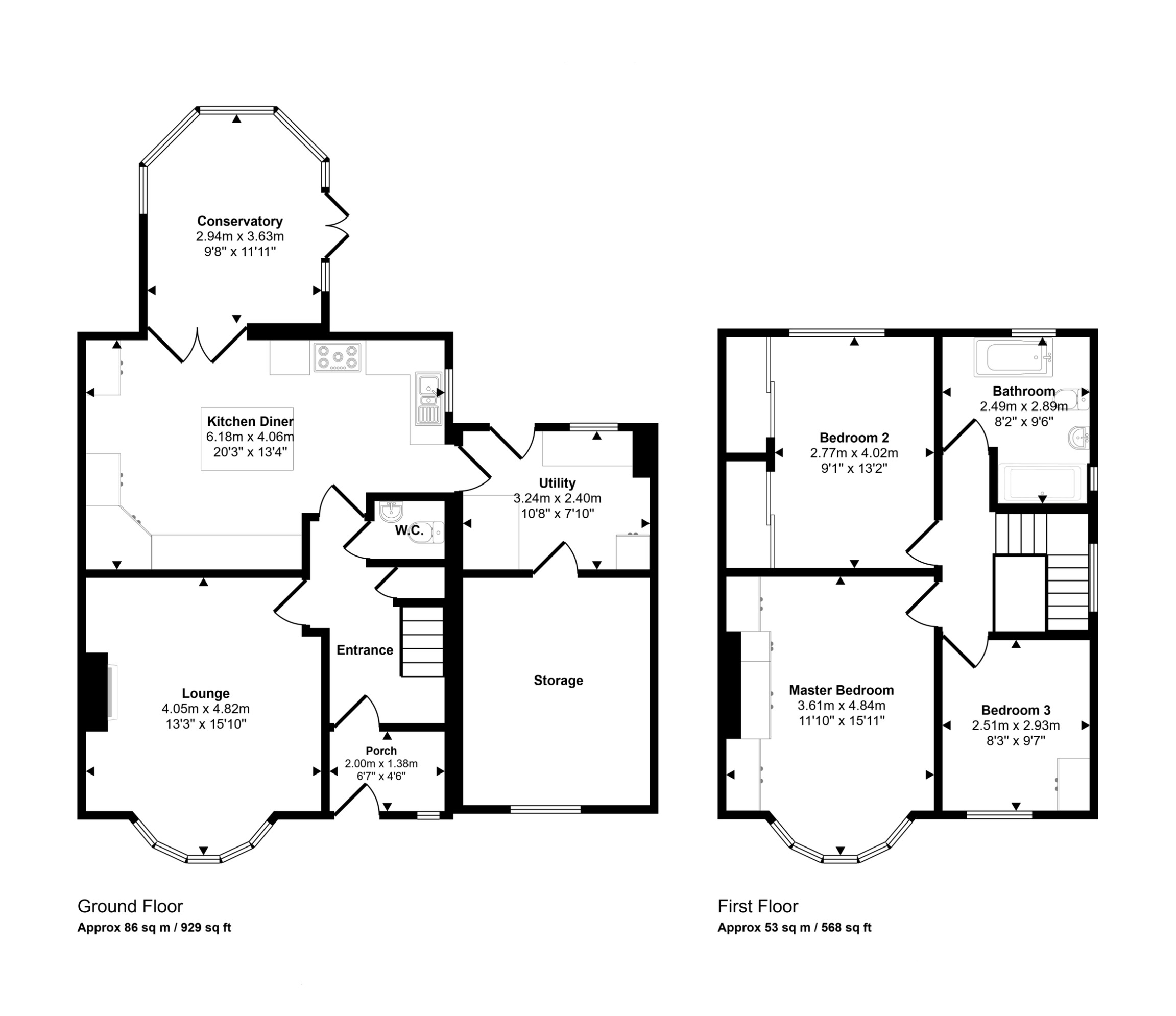 Floorplan of 3 bedroom Semi Detached House for sale, South View, East Denton, Newcastle upon Tyne, NE5