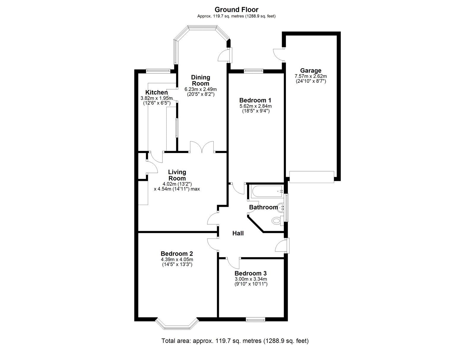 Floorplan of 3 bedroom Semi Detached Bungalow for sale, Ashleigh Crescent, Newcastle upon Tyne, Tyne and Wear, NE5