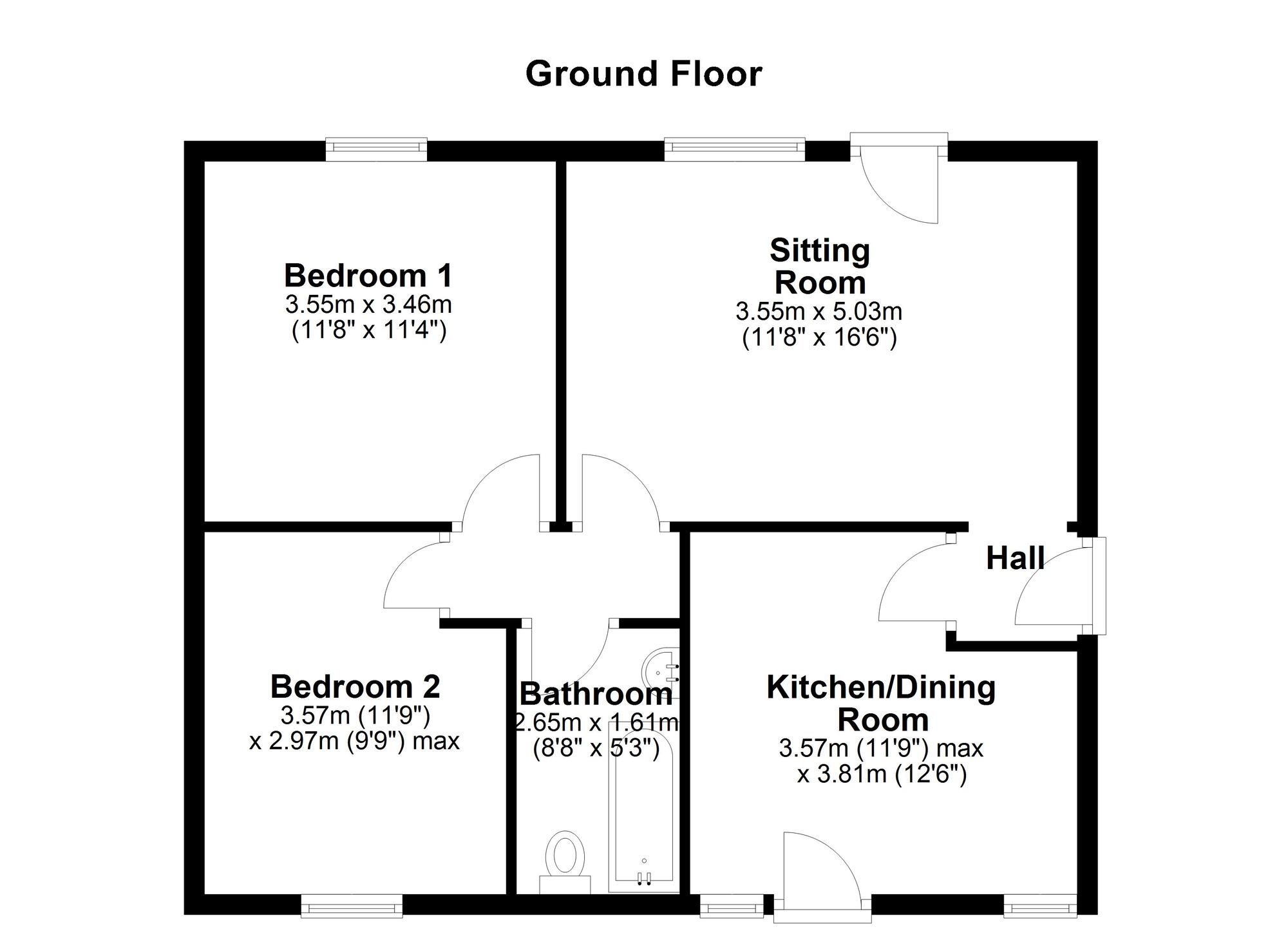 Floorplan of 2 bedroom  Flat for sale, Etal Lane, Newcastle upon Tyne, Tyne and Wear, NE5