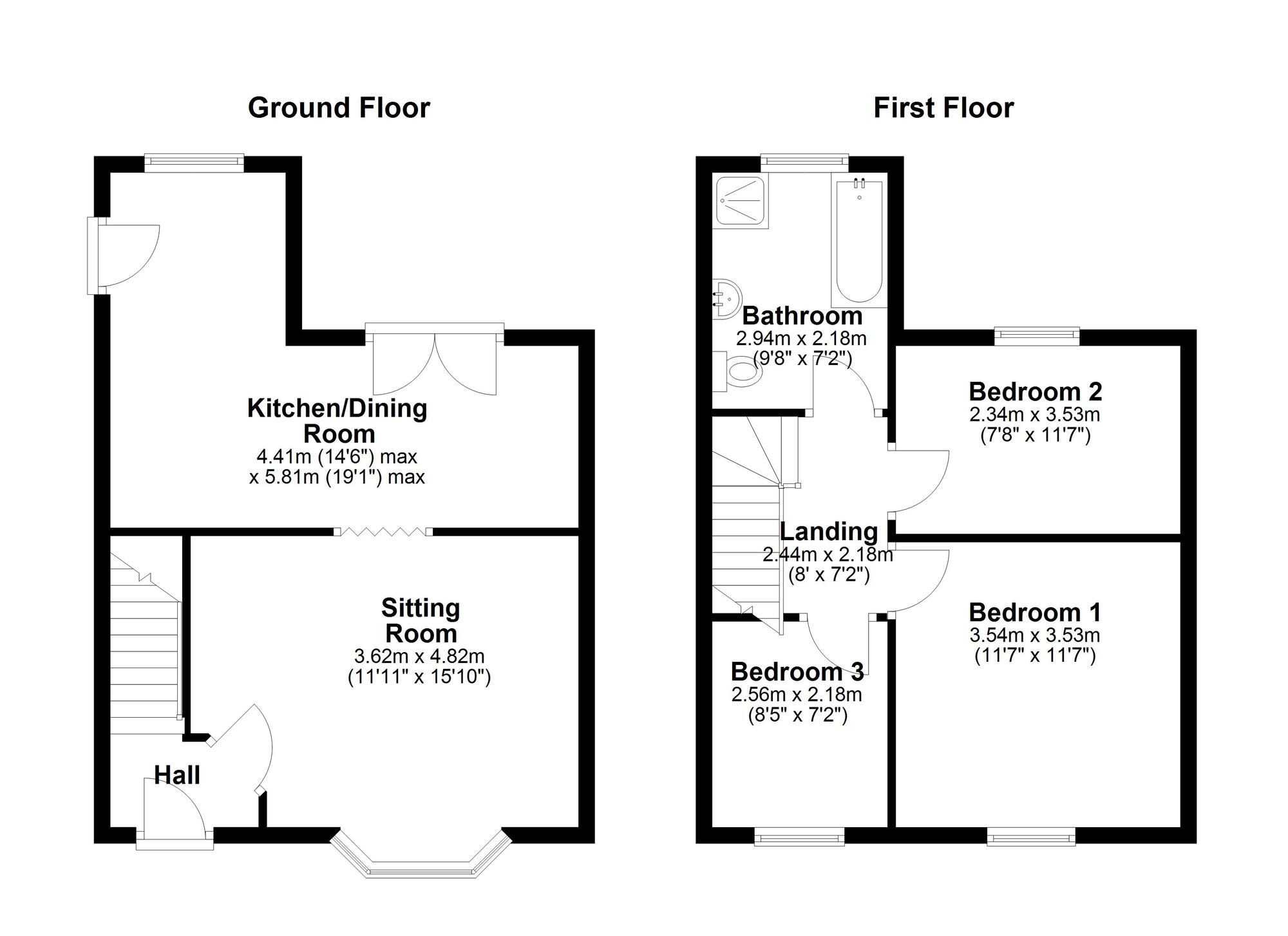 Floorplan of 3 bedroom Semi Detached House for sale, Turret Road, Newcastle upon Tyne, Tyne and Wear, NE15