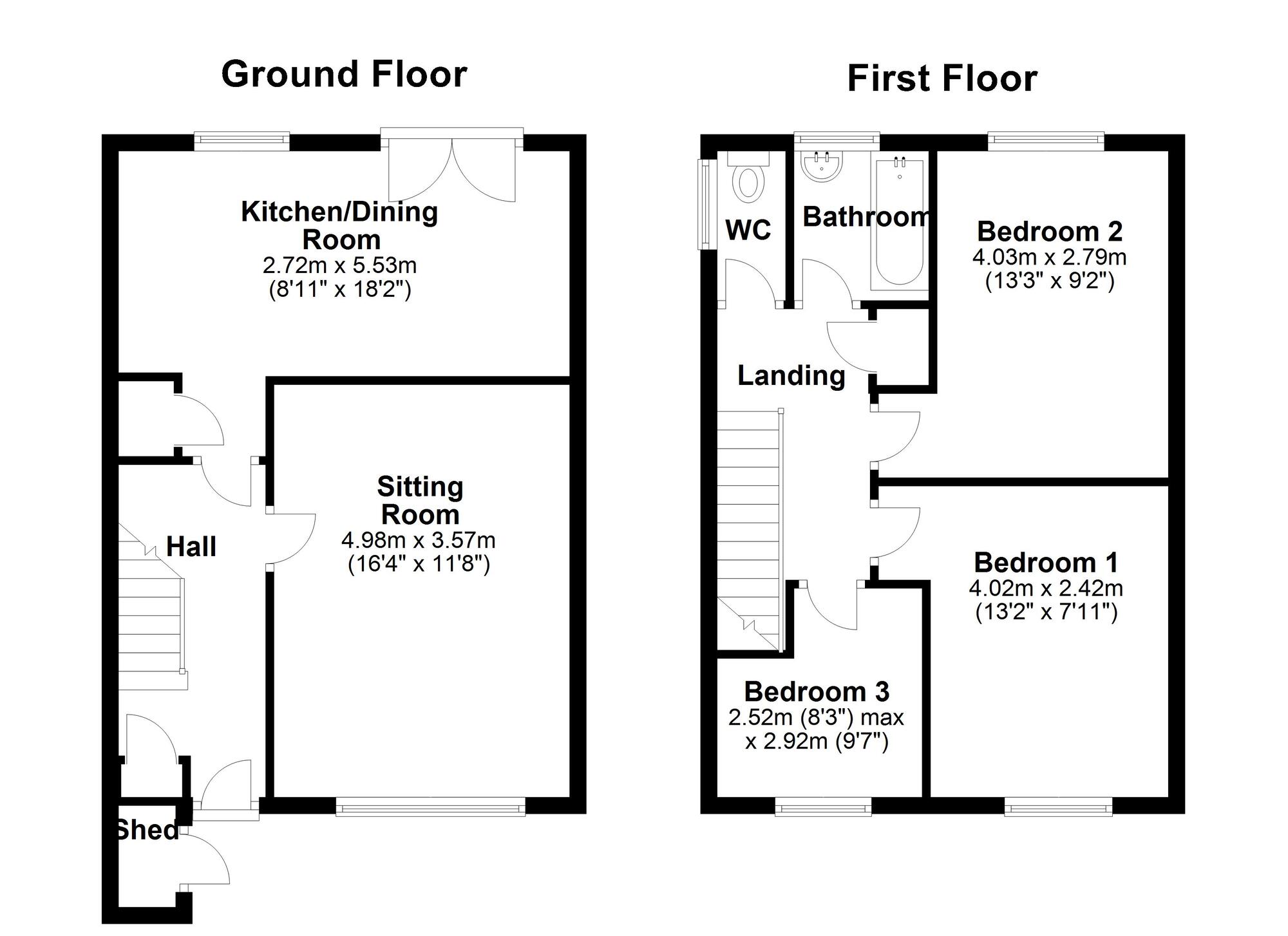 Floorplan of 3 bedroom Mid Terrace House for sale, Rowedge Walk, Newcastle upon Tyne, Tyne and Wear, NE5