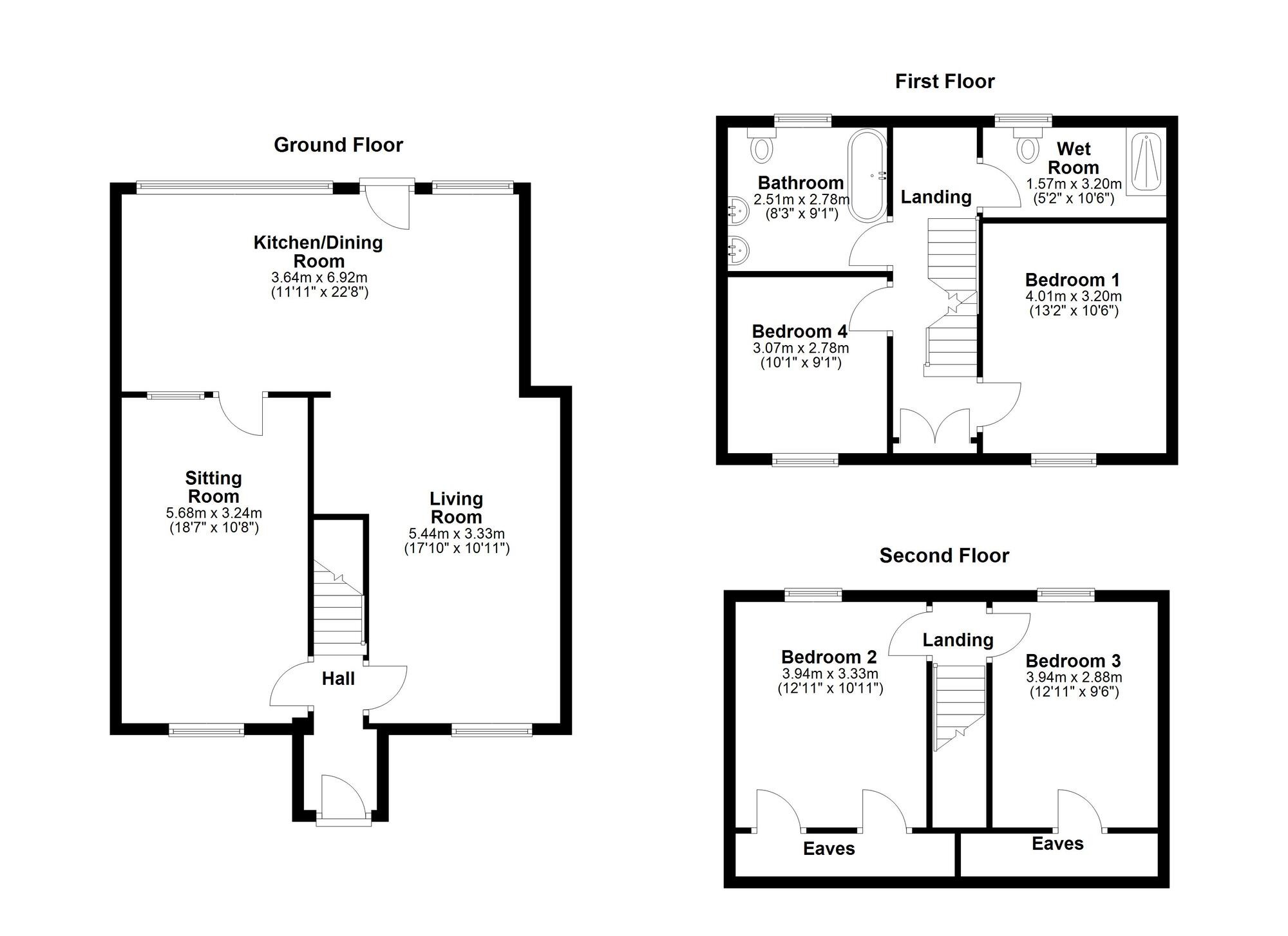 Floorplan of 4 bedroom Semi Detached House for sale, Eastern Way, Newcastle upon Tyne, Tyne and Wear, NE5