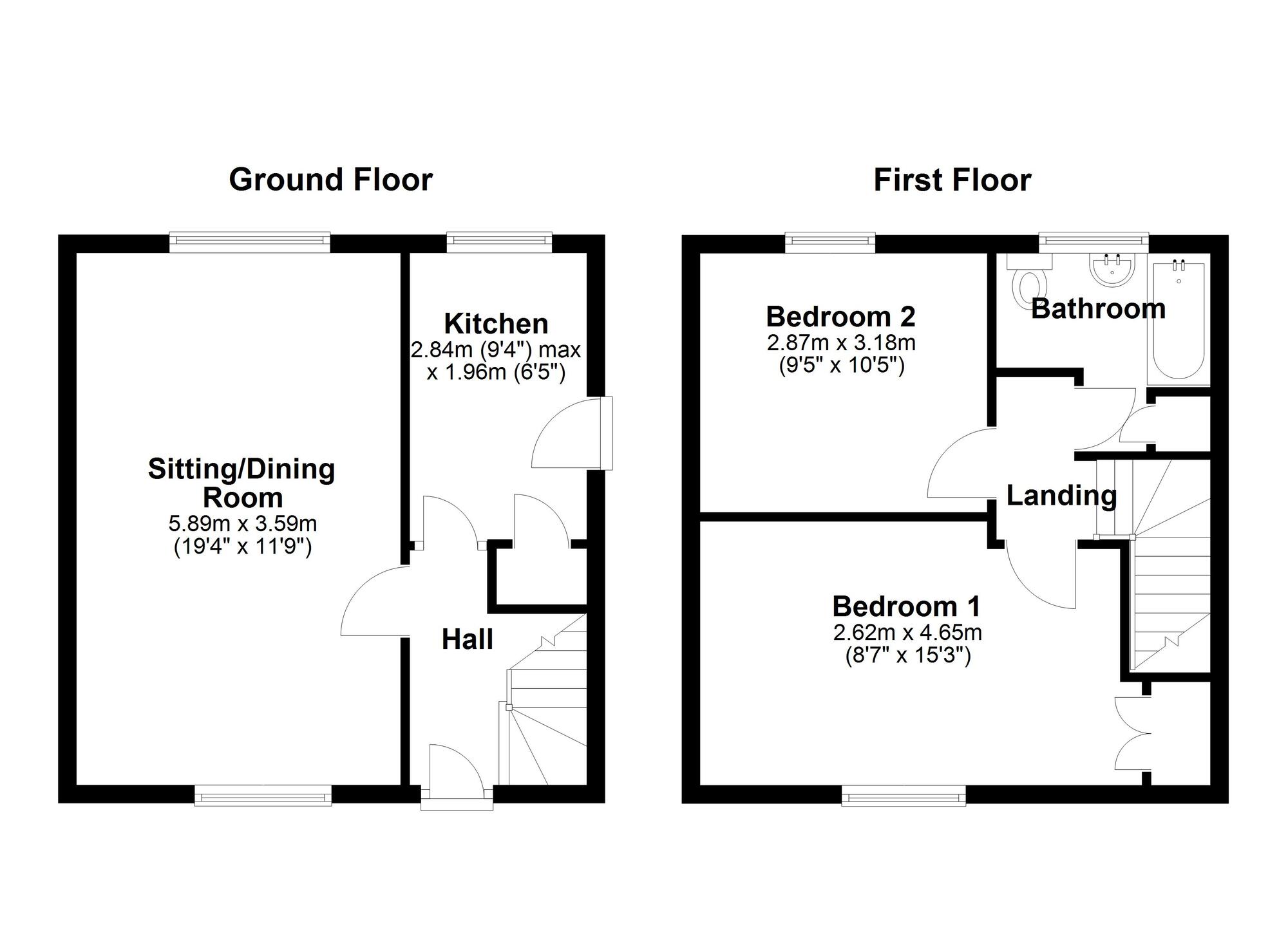 Floorplan of 2 bedroom Semi Detached House for sale, Westholme Gardens, Newcastle upon Tyne, Tyne and Wear, NE15