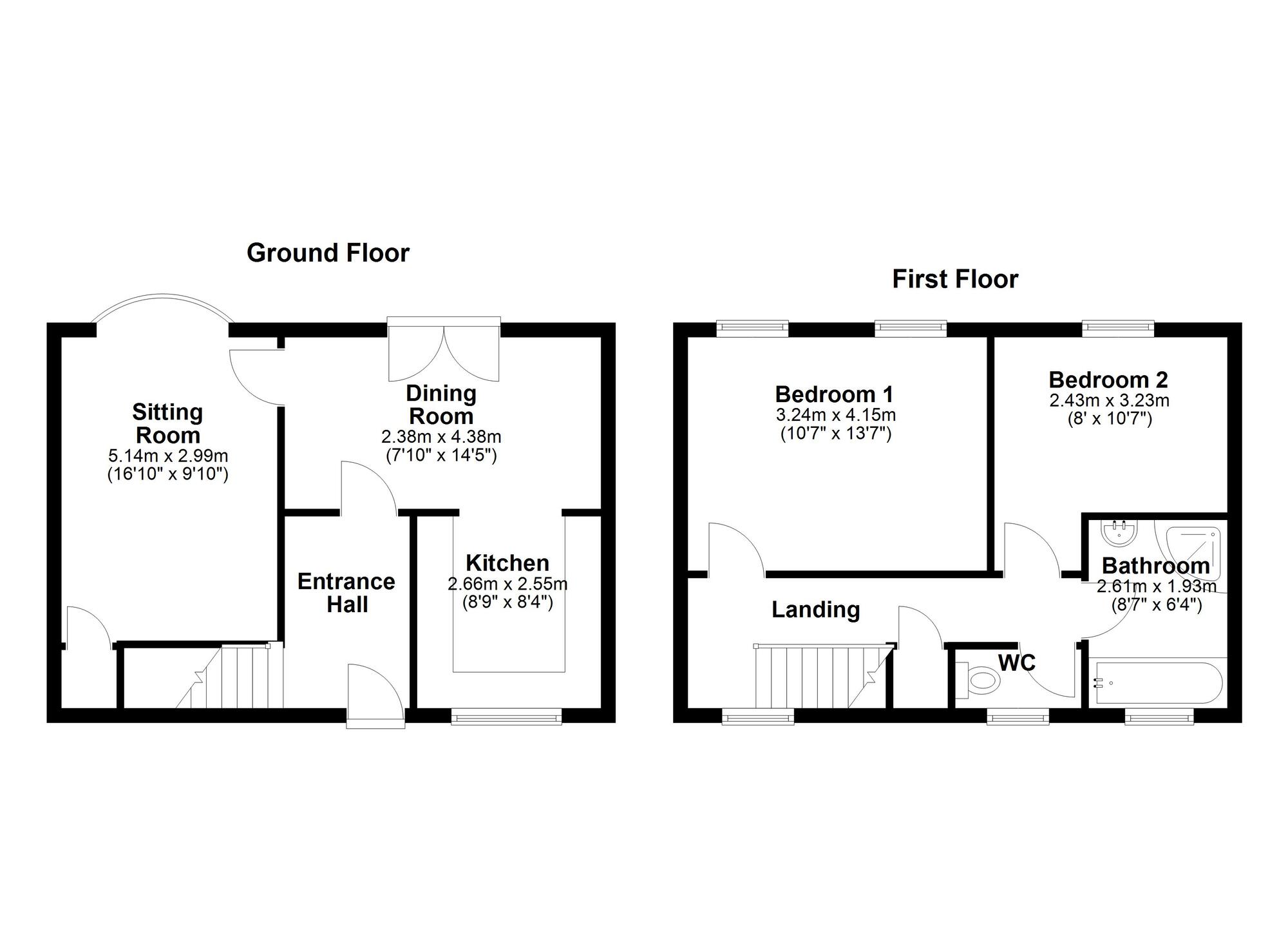 Floorplan of 2 bedroom Mid Terrace House for sale, Fourstones, Newcastle upon Tyne, Tyne and Wear, NE5