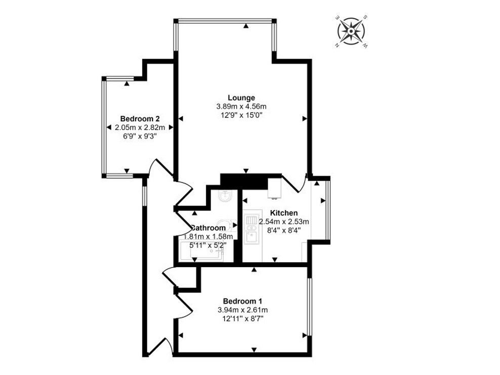 Floorplan of 2 bedroom  Flat for sale, Columbia Grange, Newcastle upon Tyne, Tyne and Wear, NE3