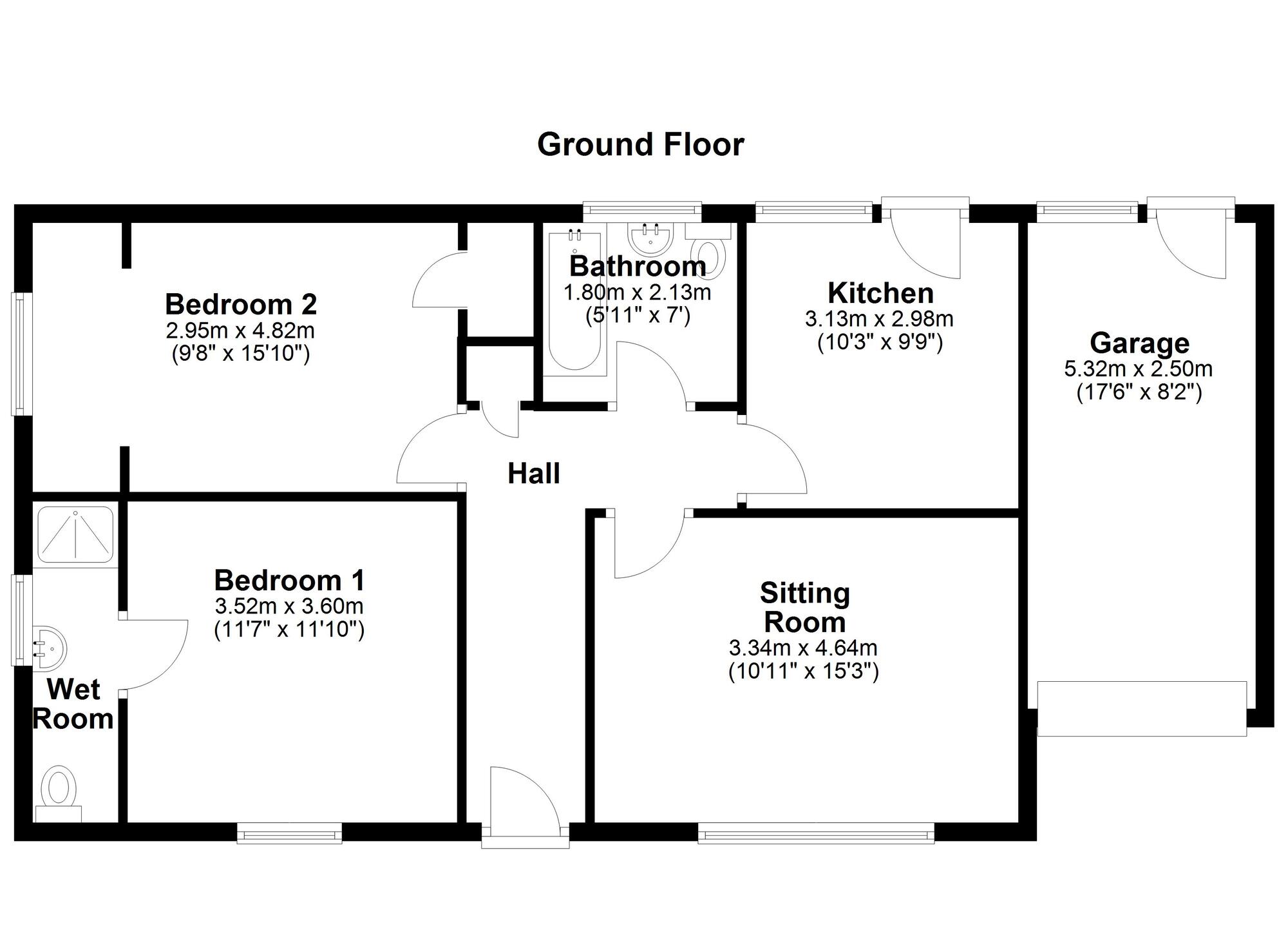 Floorplan of 2 bedroom Semi Detached Bungalow for sale, Woodlands, Throckley, Tyne and Wear, NE15