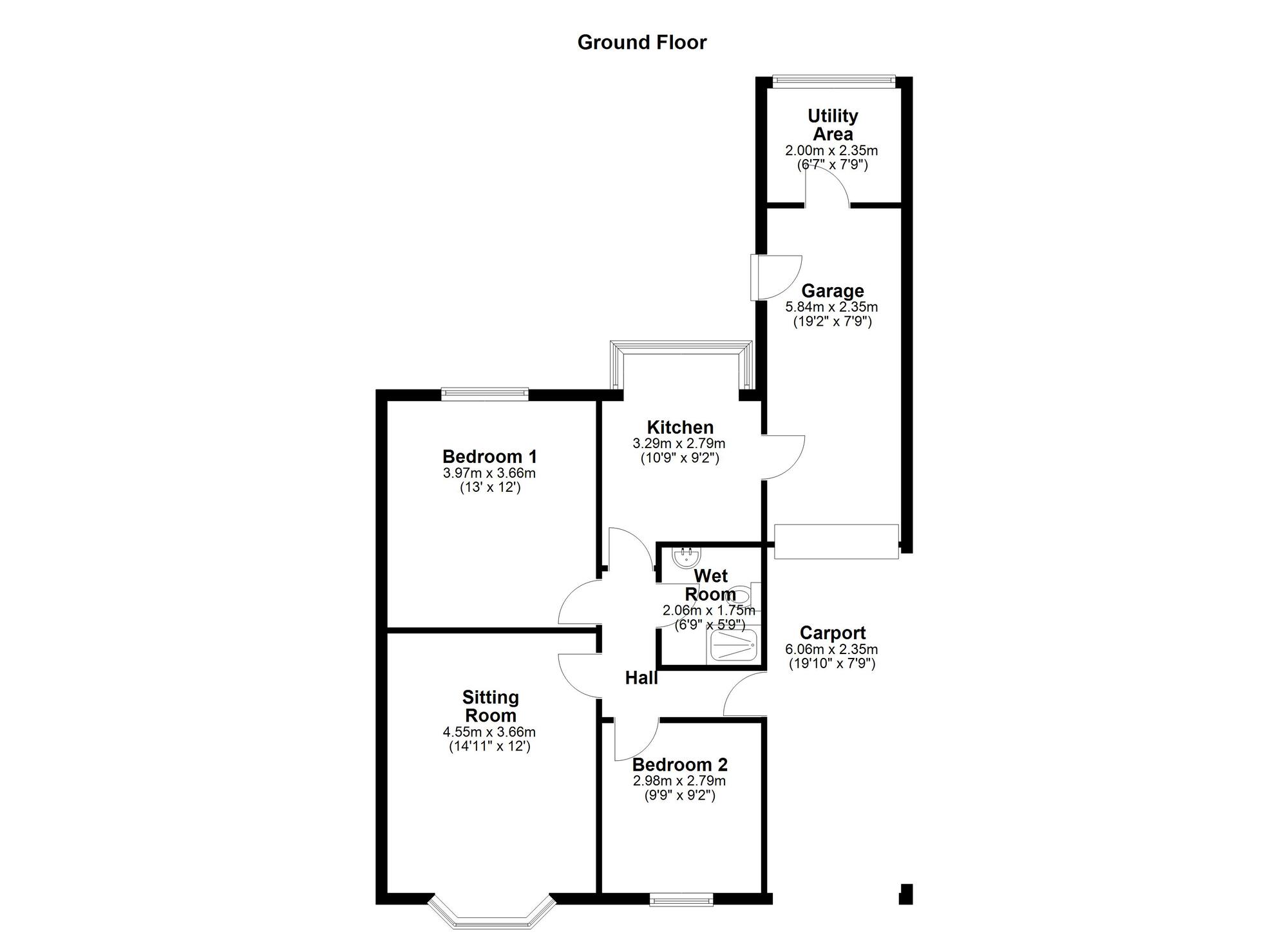 Floorplan of 2 bedroom Semi Detached Bungalow for sale, Aisgill Drive, Newcastle upon Tyne, Tyne and Wear, NE5
