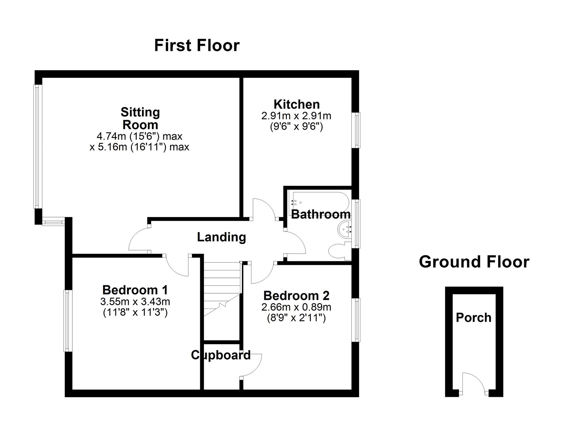 Floorplan of 2 bedroom End Terrace Flat for sale, Sandringham Road, East Denton, Newcastle upon Tyne, NE5