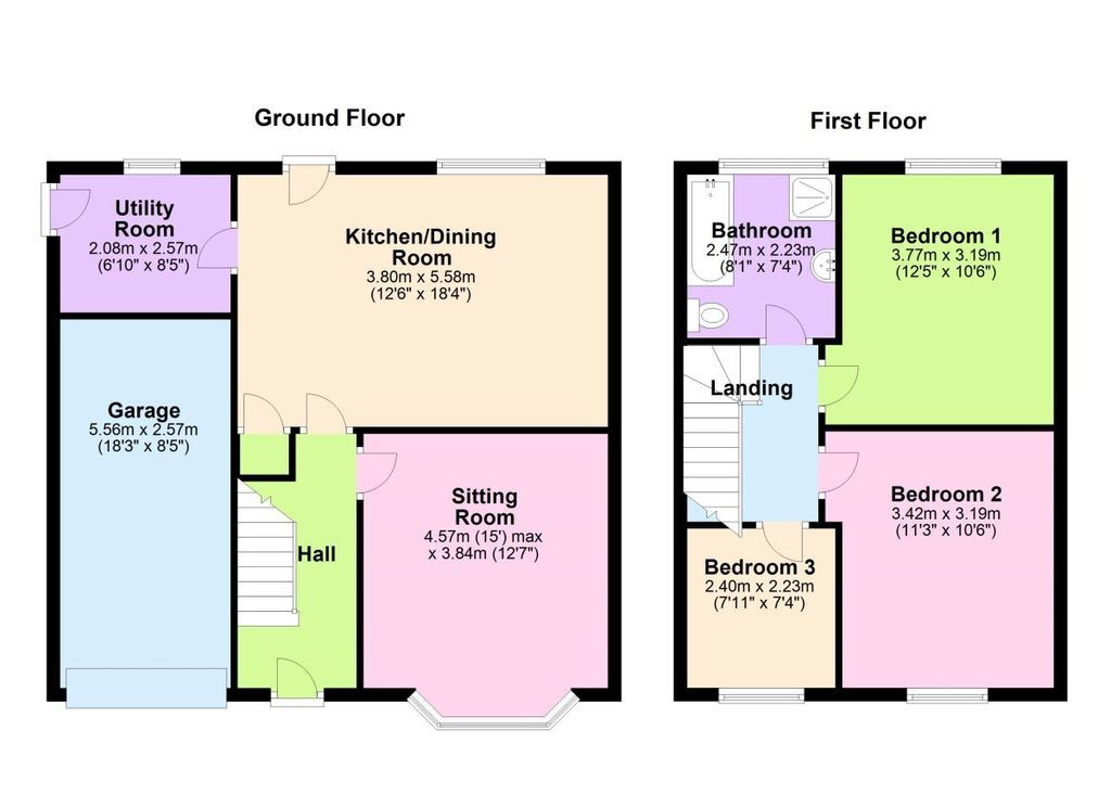 Floorplan of 3 bedroom Semi Detached House for sale, Chatsworth Gardens, Westerhope, Tyne and Wear, NE5