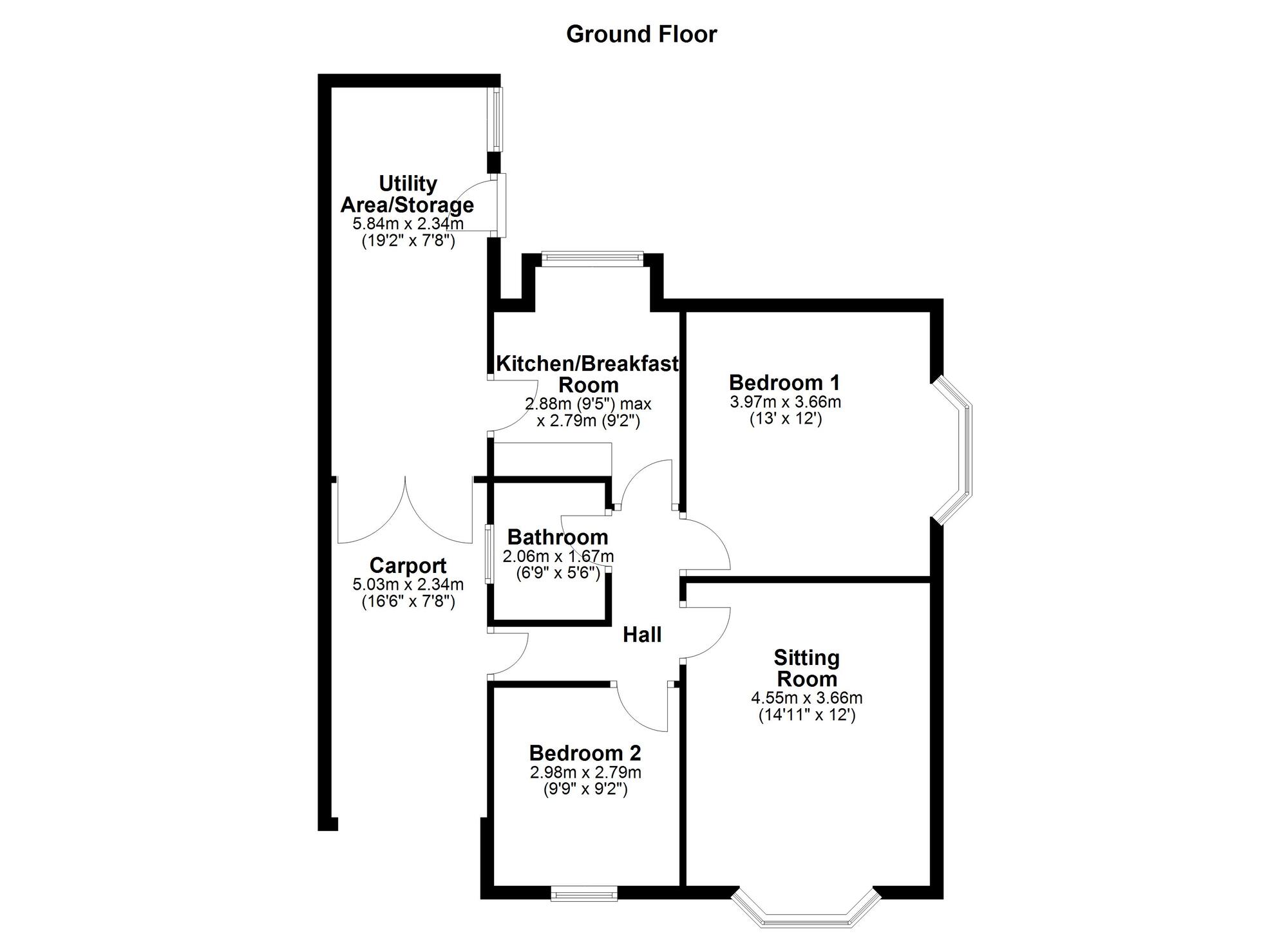 Floorplan of 2 bedroom Detached Bungalow for sale, Aisgill Drive, Newcastle upon Tyne, Tyne and Wear, NE5