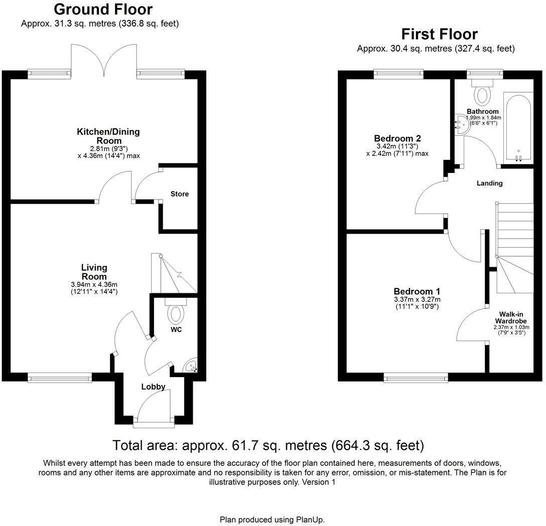 Floorplan of 2 bedroom End Terrace House for sale, Old School Drive, Newcastle upon Tyne, Tyne and Wear, NE15