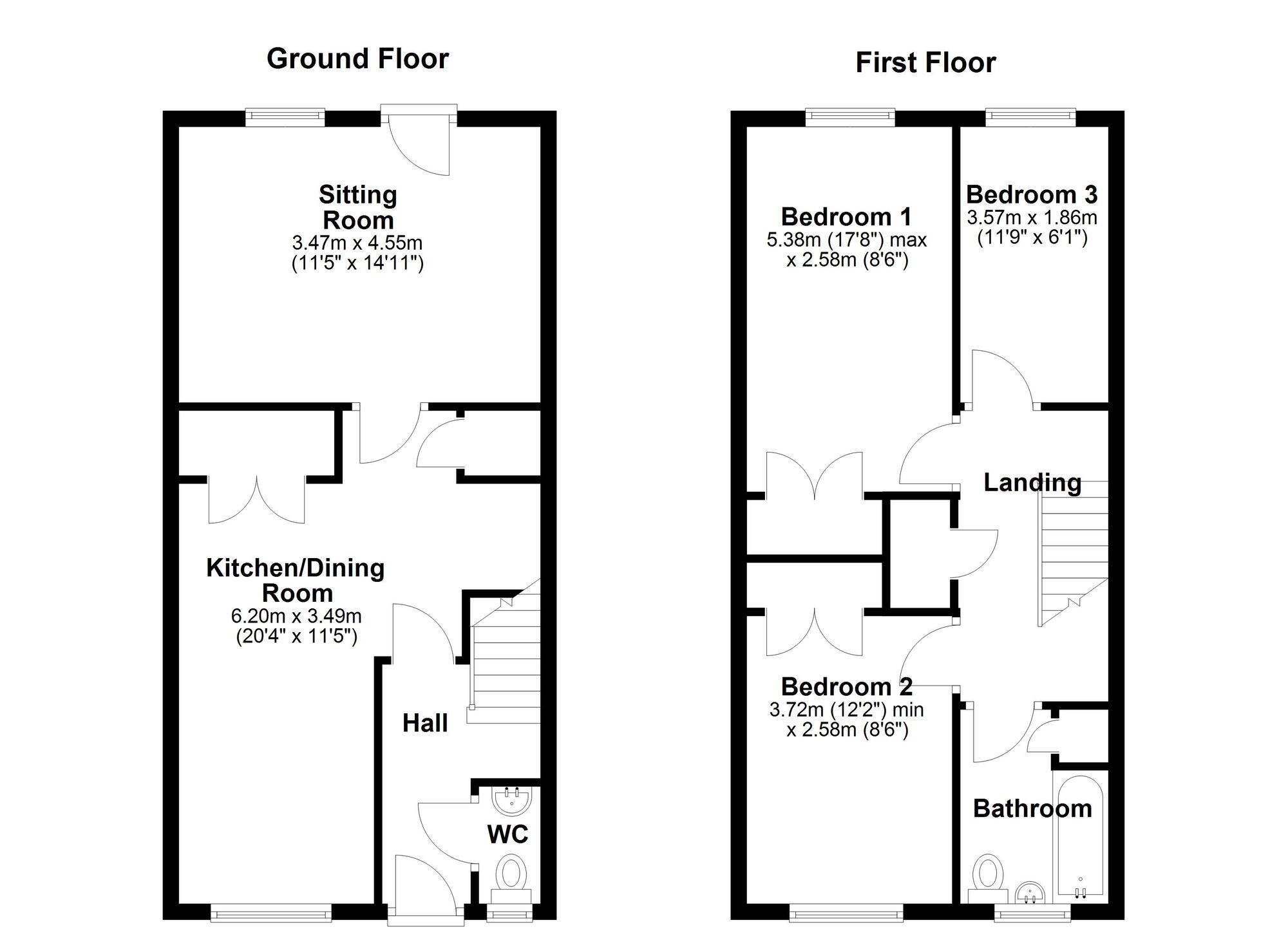 Floorplan of 3 bedroom Mid Terrace House to rent, Coxlodge Terrace, Newcastle upon Tyne, Tyne and Wear, NE3