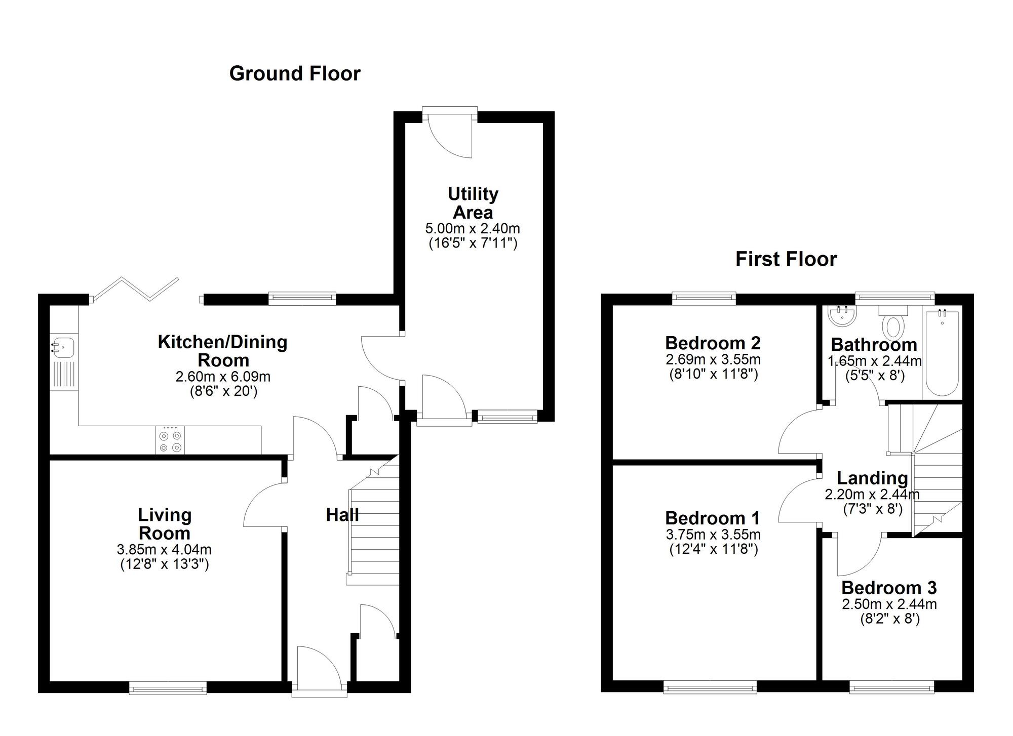 Floorplan of 3 bedroom Semi Detached House for sale, Denham Walk, Newcastle upon Tyne, Tyne and Wear, NE5