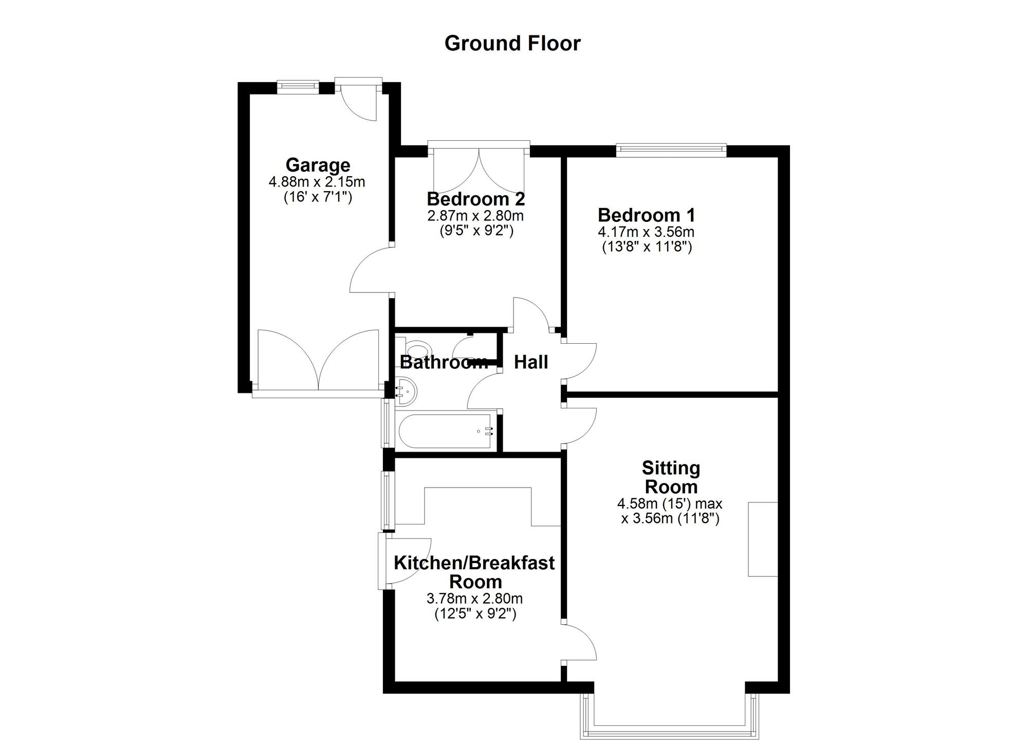 Floorplan of 2 bedroom Semi Detached Bungalow for sale, Ainsdale Gardens, Newcastle upon Tyne, Tyne and Wear, NE5
