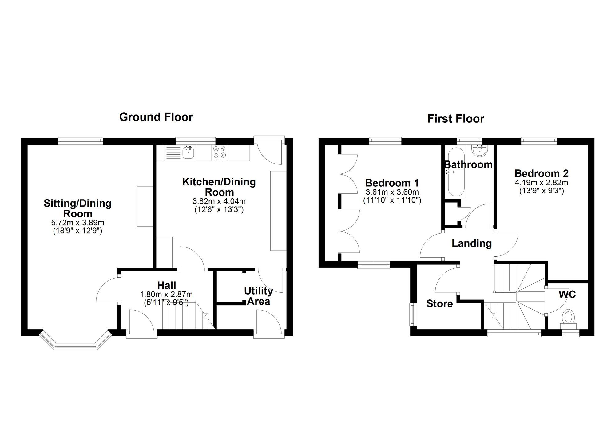 Floorplan of 2 bedroom Mid Terrace House for sale, Windermere Road, Newcastle upon Tyne, Tyne and Wear, NE5