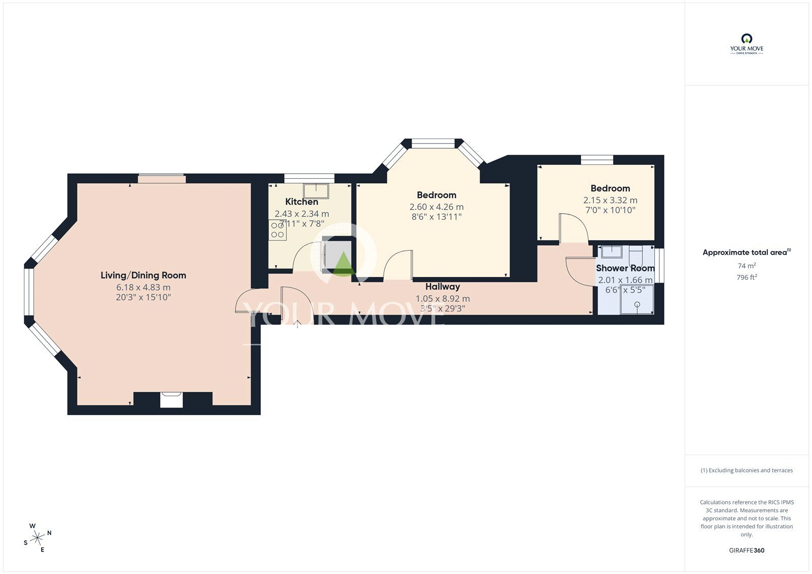 Floorplan of 2 bedroom Flat for sale, Clifton Road, Newcastle upon Tyne, Tyne and Wear, NE4