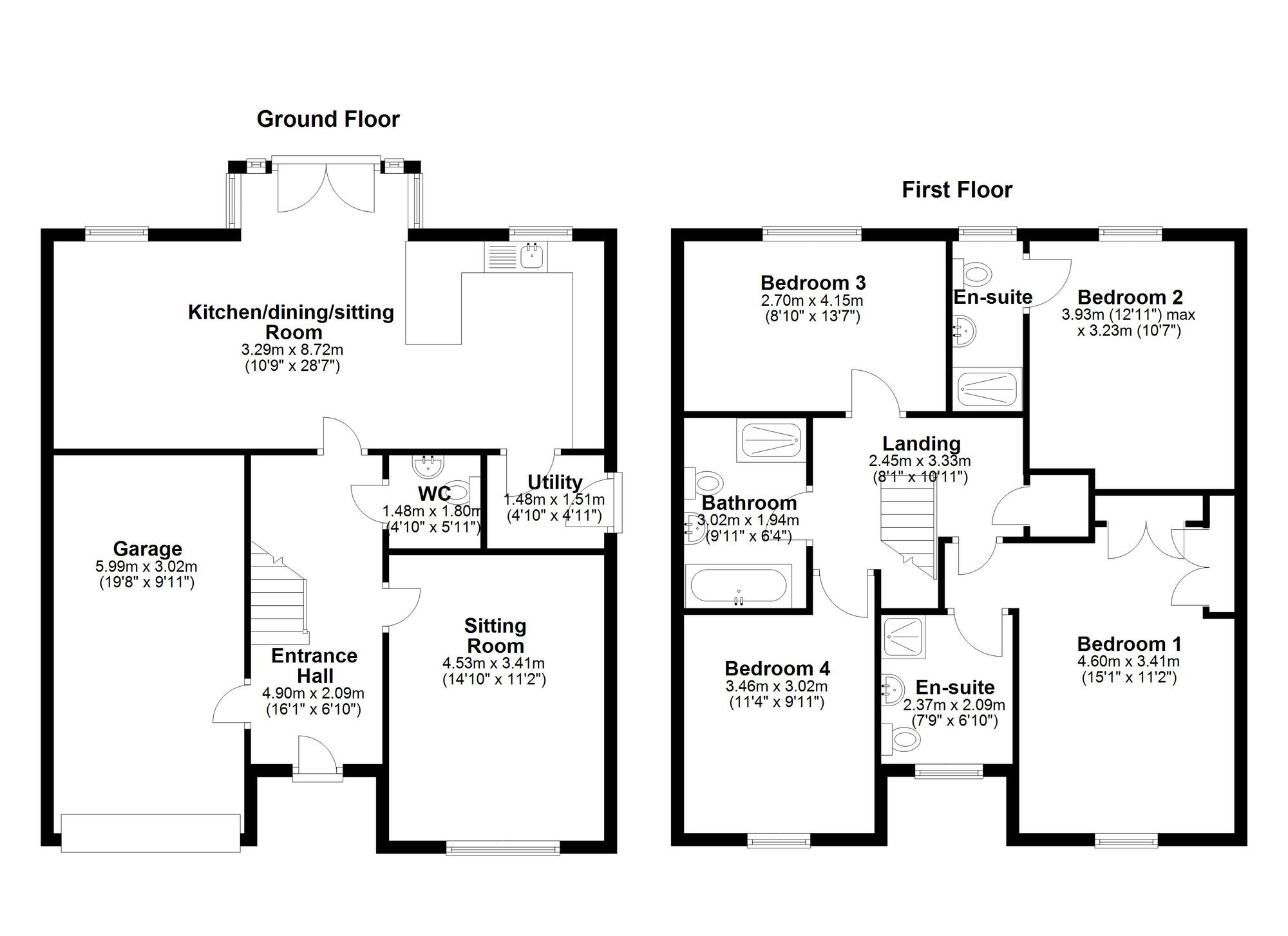 Floorplan of 4 bedroom Detached House for sale, Watson Road, Callerton, Tyne and Wear, NE5
