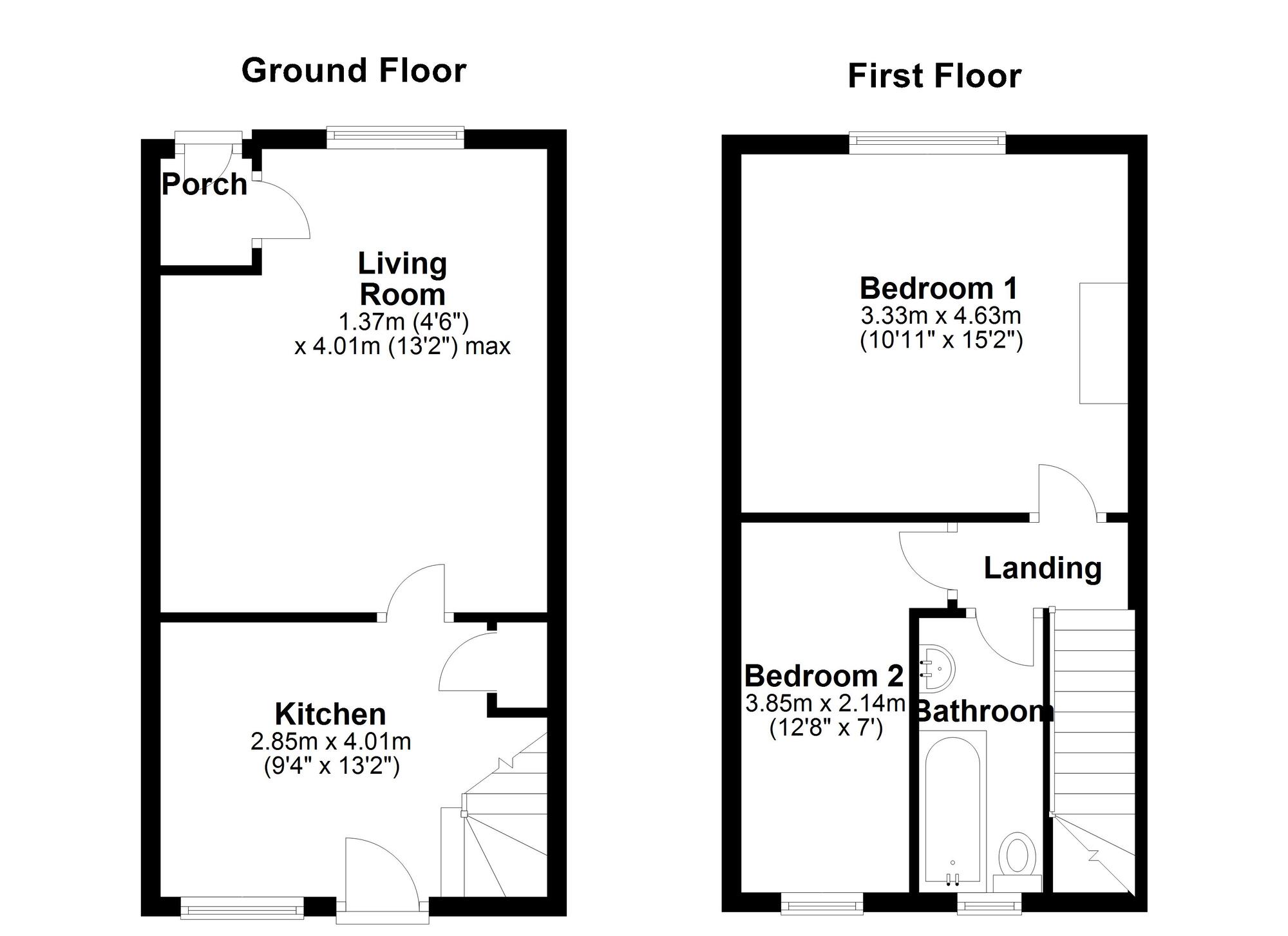 Floorplan of 2 bedroom Mid Terrace House for sale, Lesbury Street, Newcastle upon Tyne, Tyne and Wear, NE15