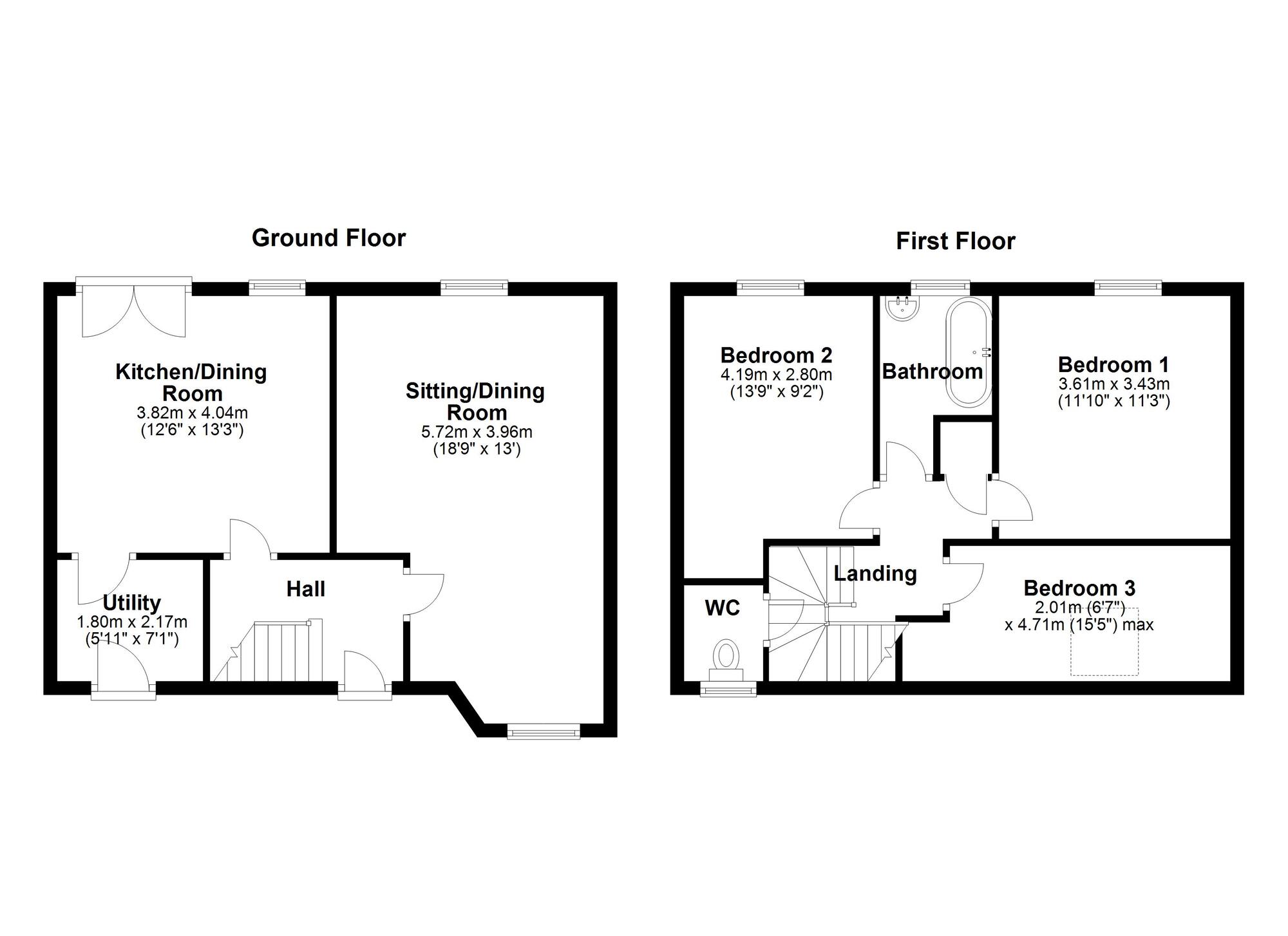 Floorplan of 3 bedroom Mid Terrace House for sale, Farlam Road, Newcastle upon Tyne, Tyne and Wear, NE5