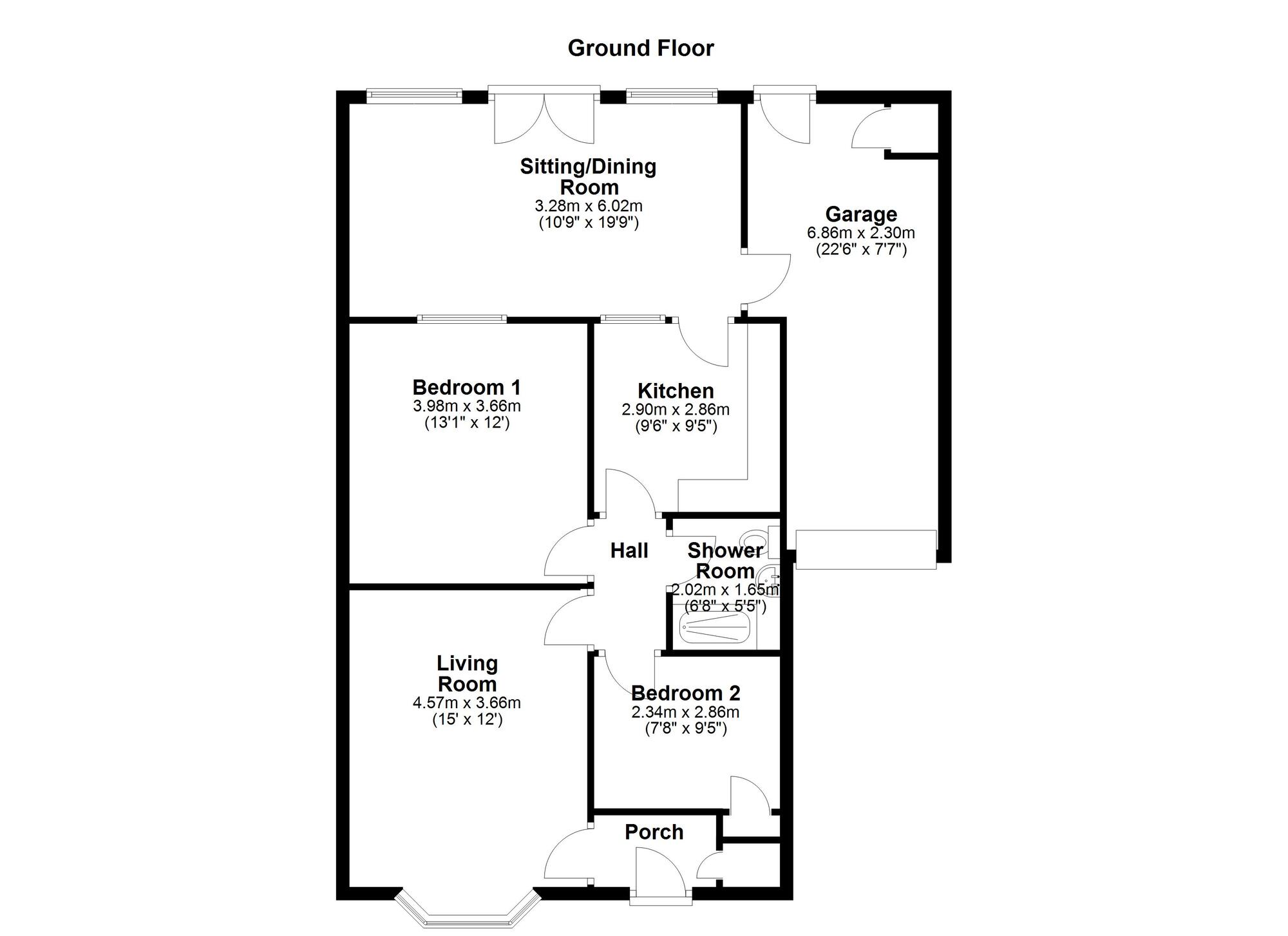 Floorplan of 2 bedroom Semi Detached Bungalow for sale, Ainsdale Gardens, Newcastle upon Tyne, Tyne and Wear, NE5