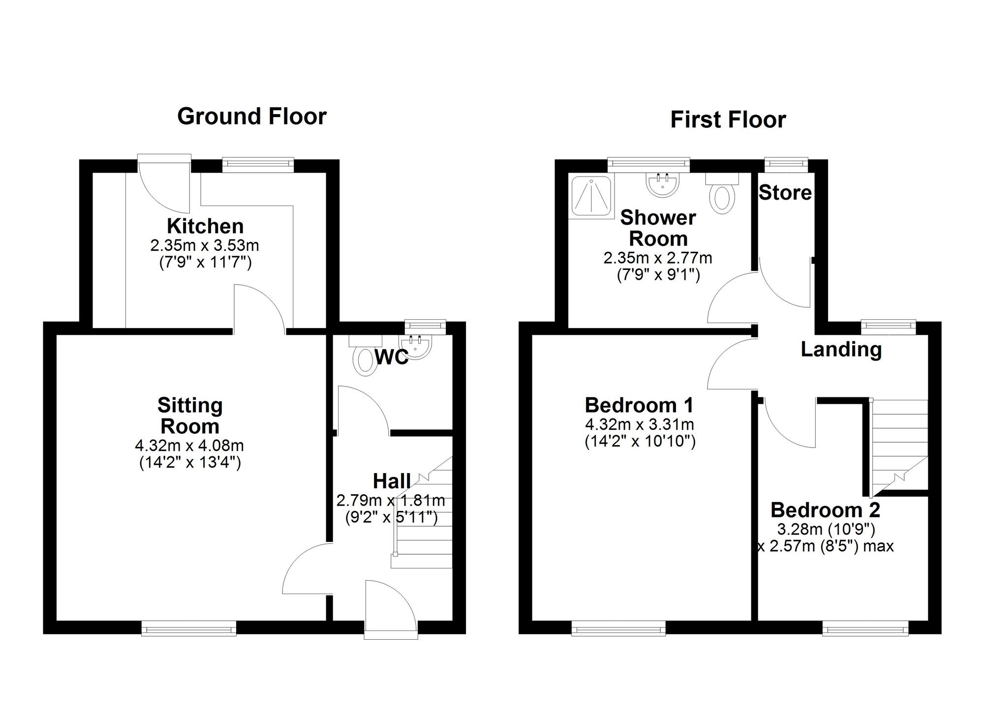Floorplan of 2 bedroom Mid Terrace House for sale, Pease Avenue, Newcastle upon Tyne, Tyne and Wear, NE15