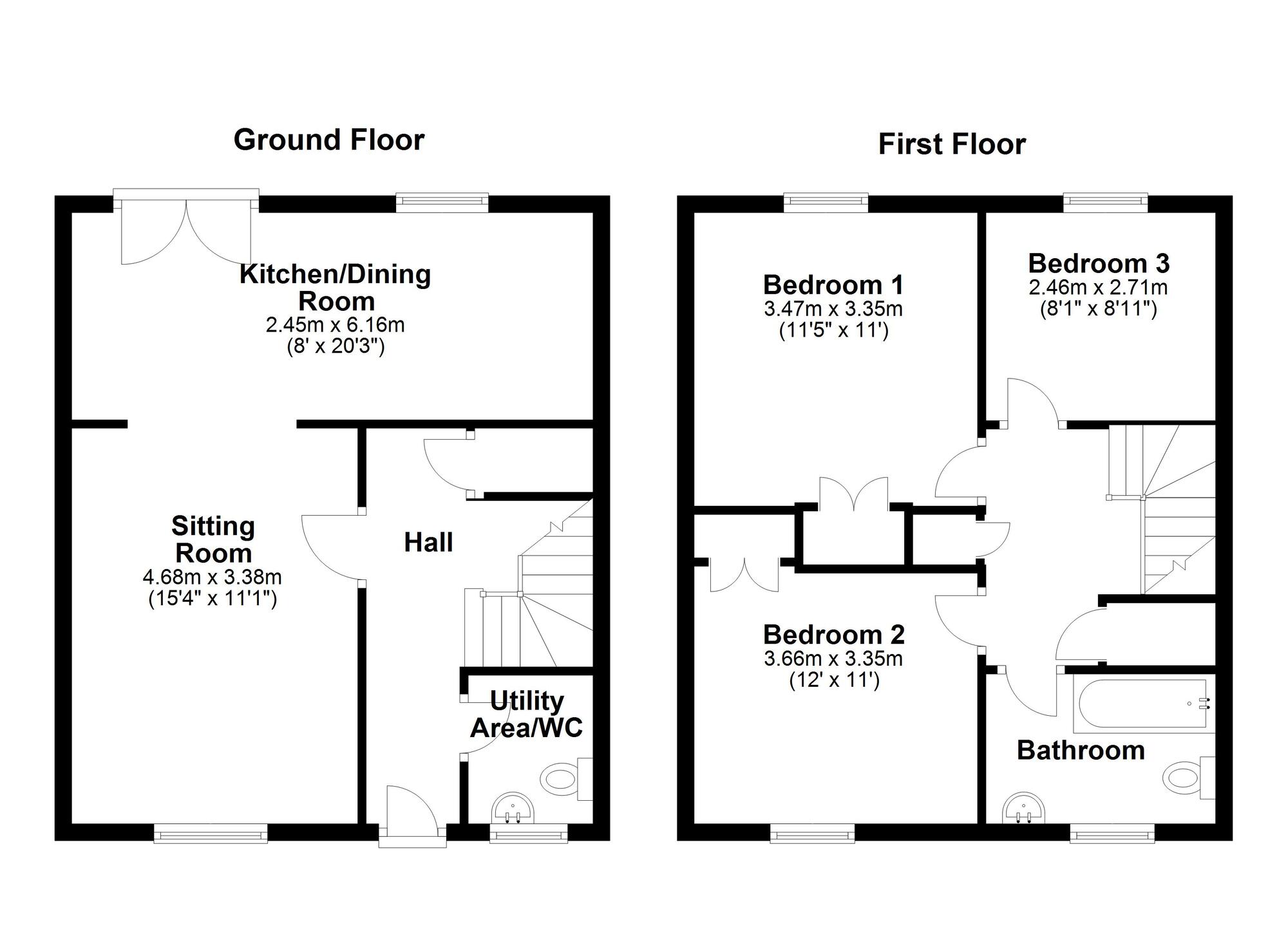Floorplan of 3 bedroom Mid Terrace House for sale, Burnstones, Newcastle upon Tyne, Tyne and Wear, NE5