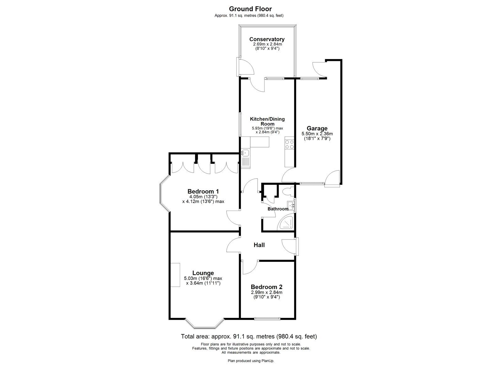 Floorplan of 2 bedroom Link Detached Bungalow for sale, Chadderton Drive, Newcastle upon Tyne, Tyne and Wear, NE5
