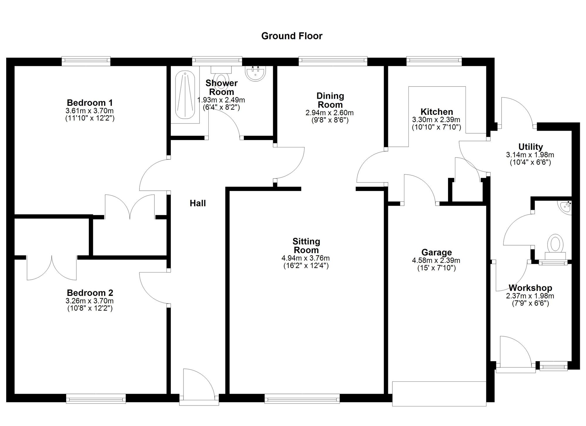 Floorplan of 2 bedroom Semi Detached Bungalow for sale, Ollerton Drive, Newcastle upon Tyne, Tyne and Wear, NE15