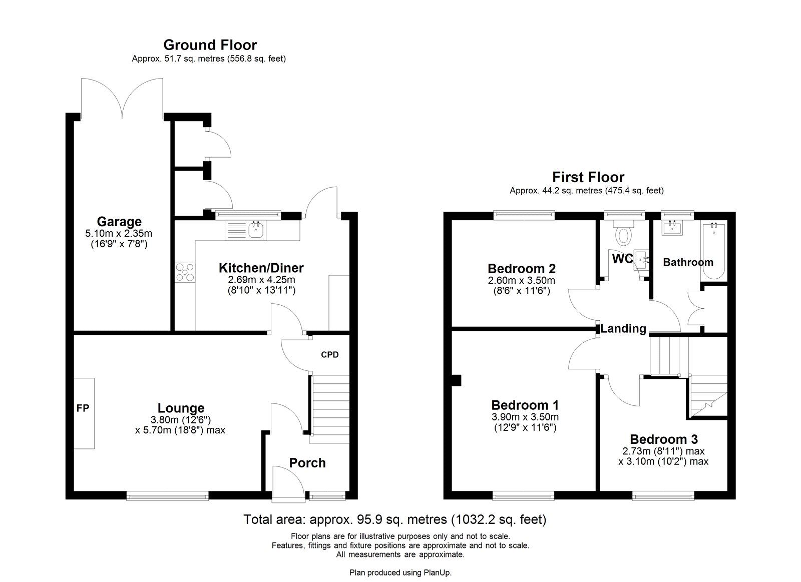 Floorplan of 3 bedroom Mid Terrace House for sale, Rowedge Walk, Newcastle upon Tyne, Tyne and Wear, NE5