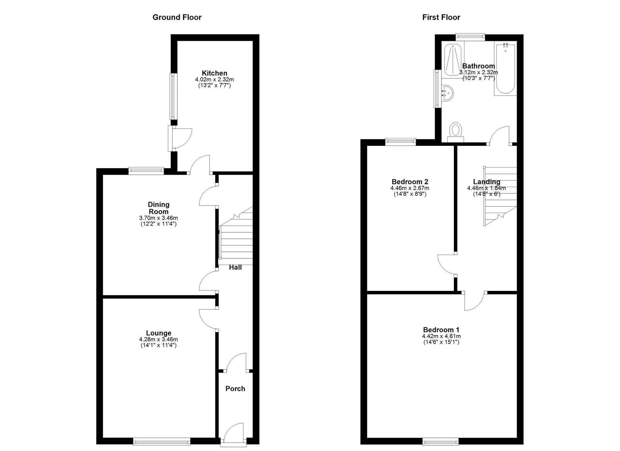 Floorplan of 2 bedroom Mid Terrace House for sale, Montague Street, Lemington, Tyne and Wear, NE15