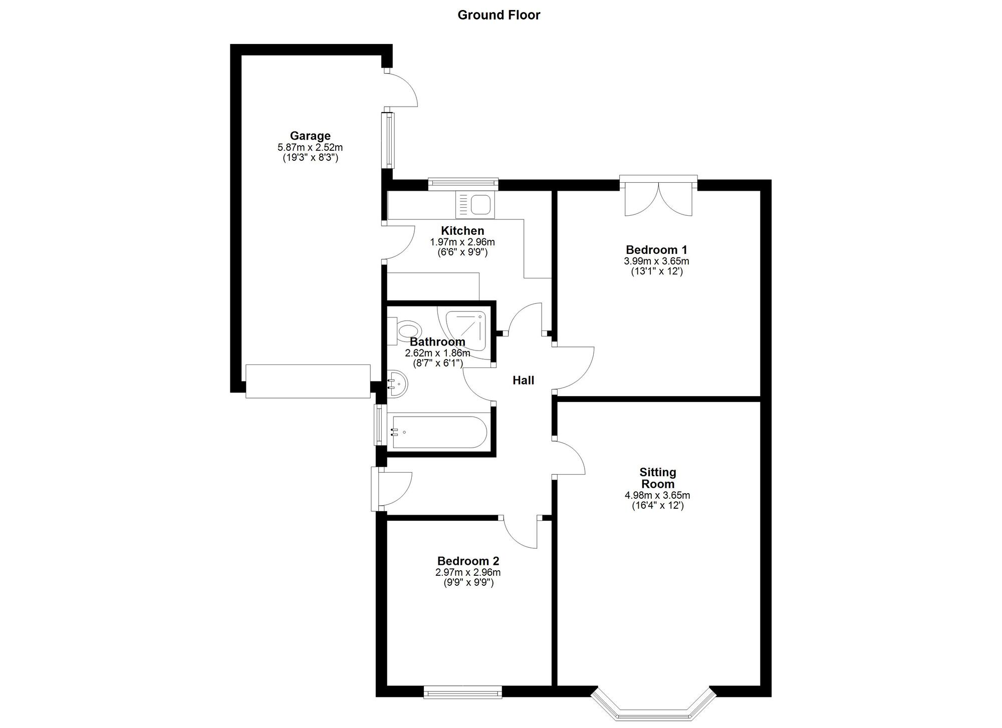 Floorplan of 2 bedroom Semi Detached Bungalow to rent, Dawlish Place, Newcastle upon Tyne, Tyne and Wear, NE5