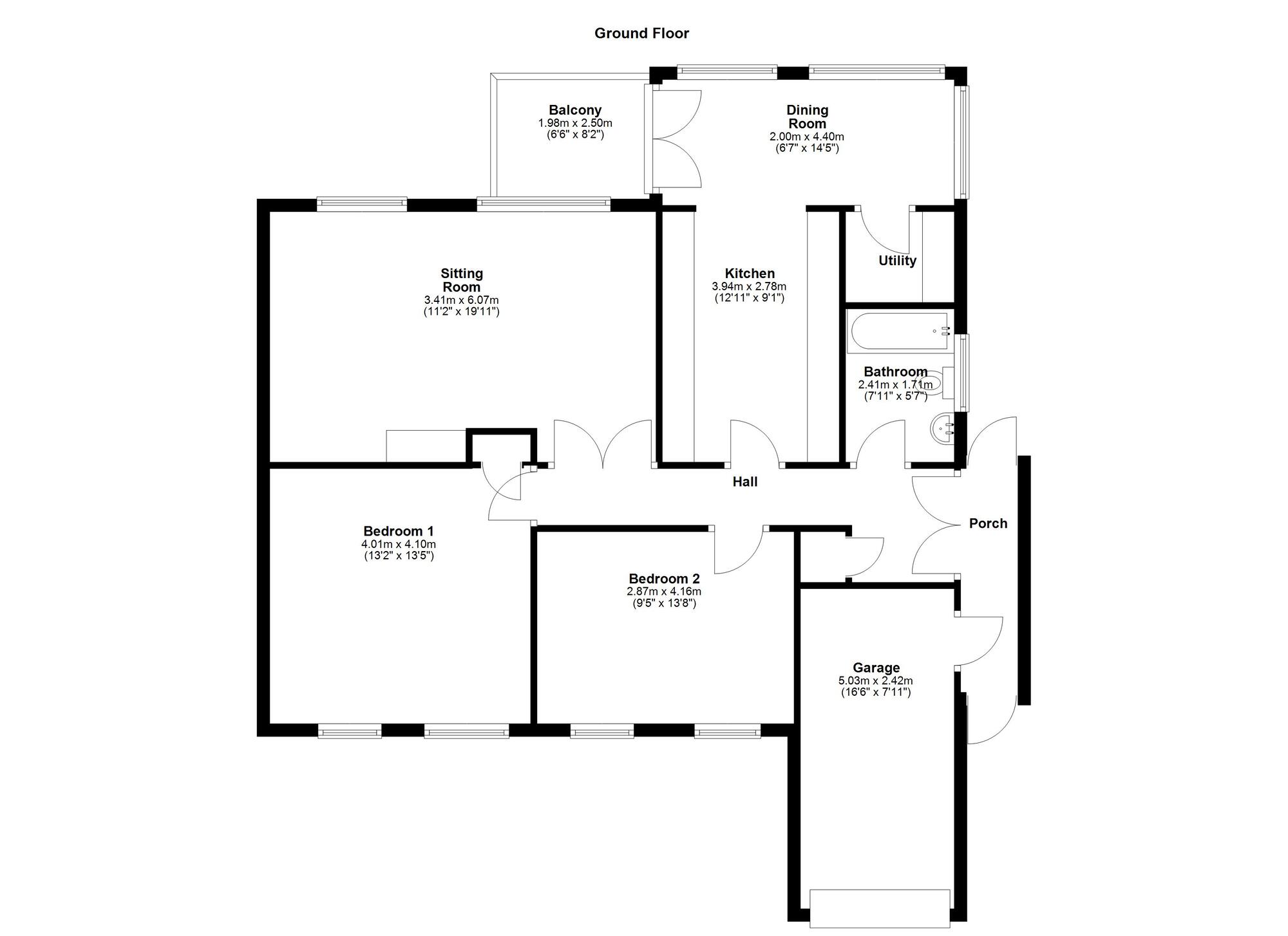 Floorplan of 2 bedroom Semi Detached Bungalow for sale, Aquila Drive, Heddon-on-the-Wall, Northumberland, NE15