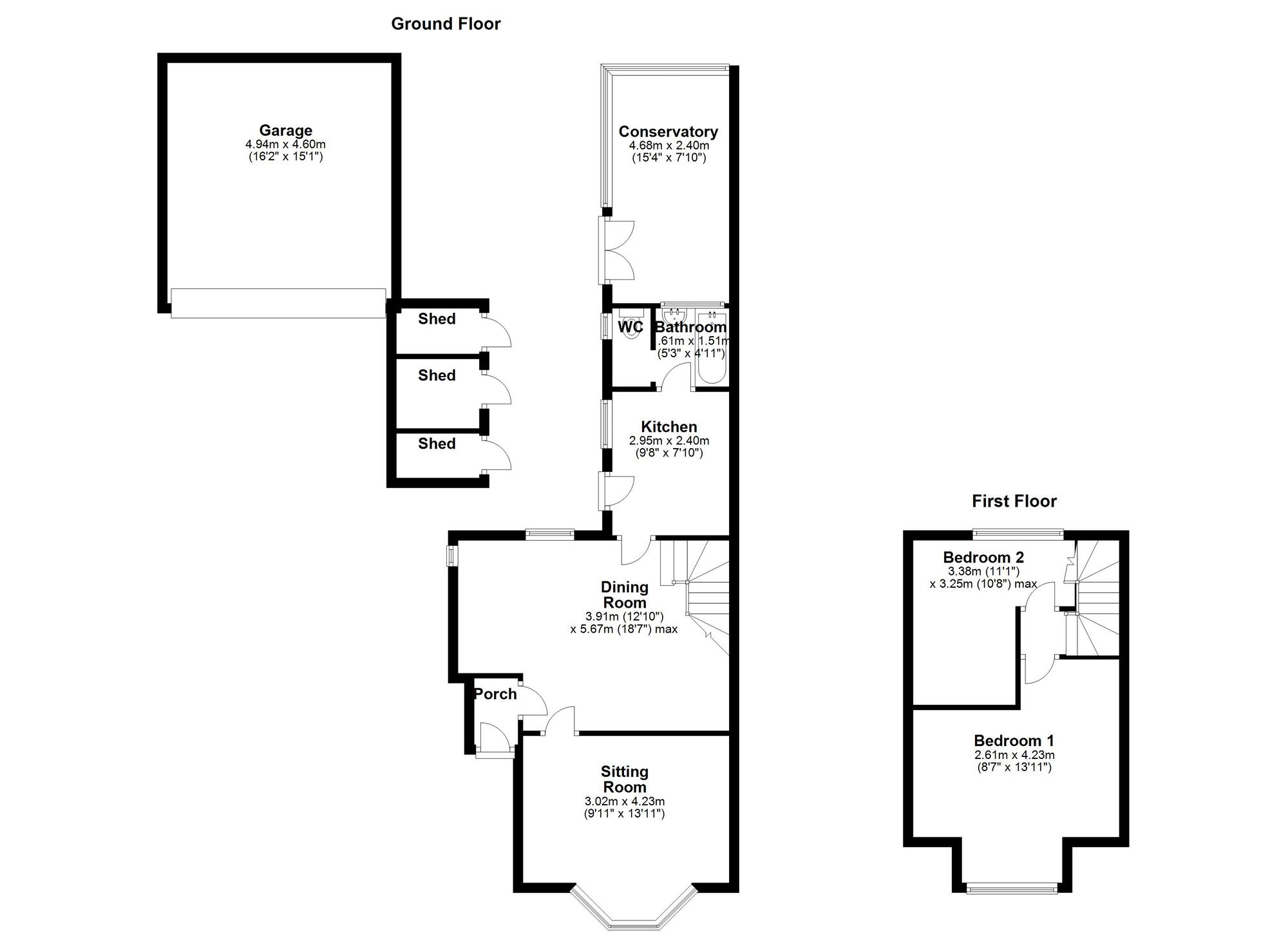 Floorplan of 2 bedroom Semi Detached House for sale, North Avenue, Westerhope, Tyne and Wear, NE5