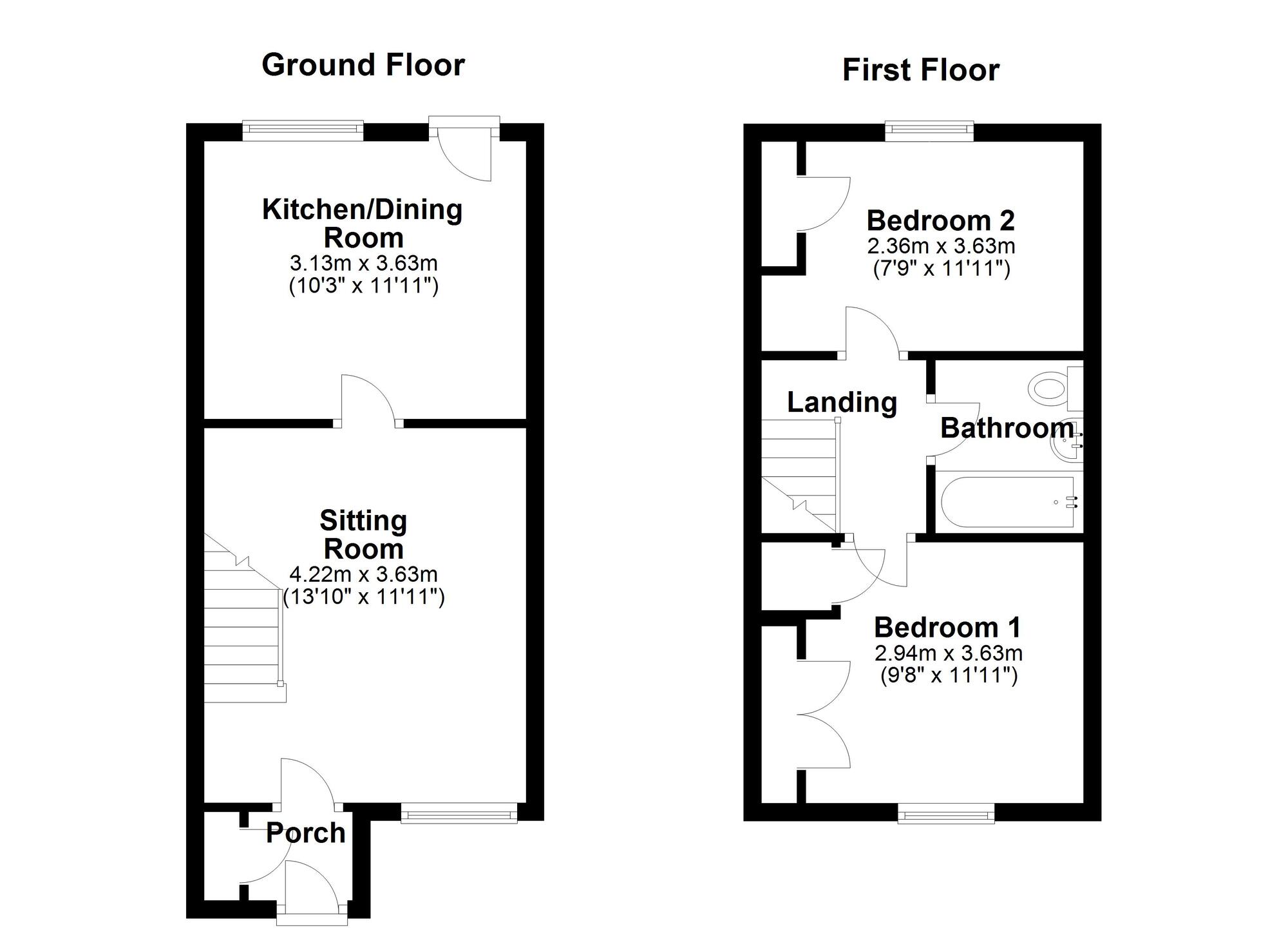 Floorplan of 2 bedroom End Terrace House for sale, Milecastle Court, Newcastle upon Tyne, Tyne and Wear, NE5