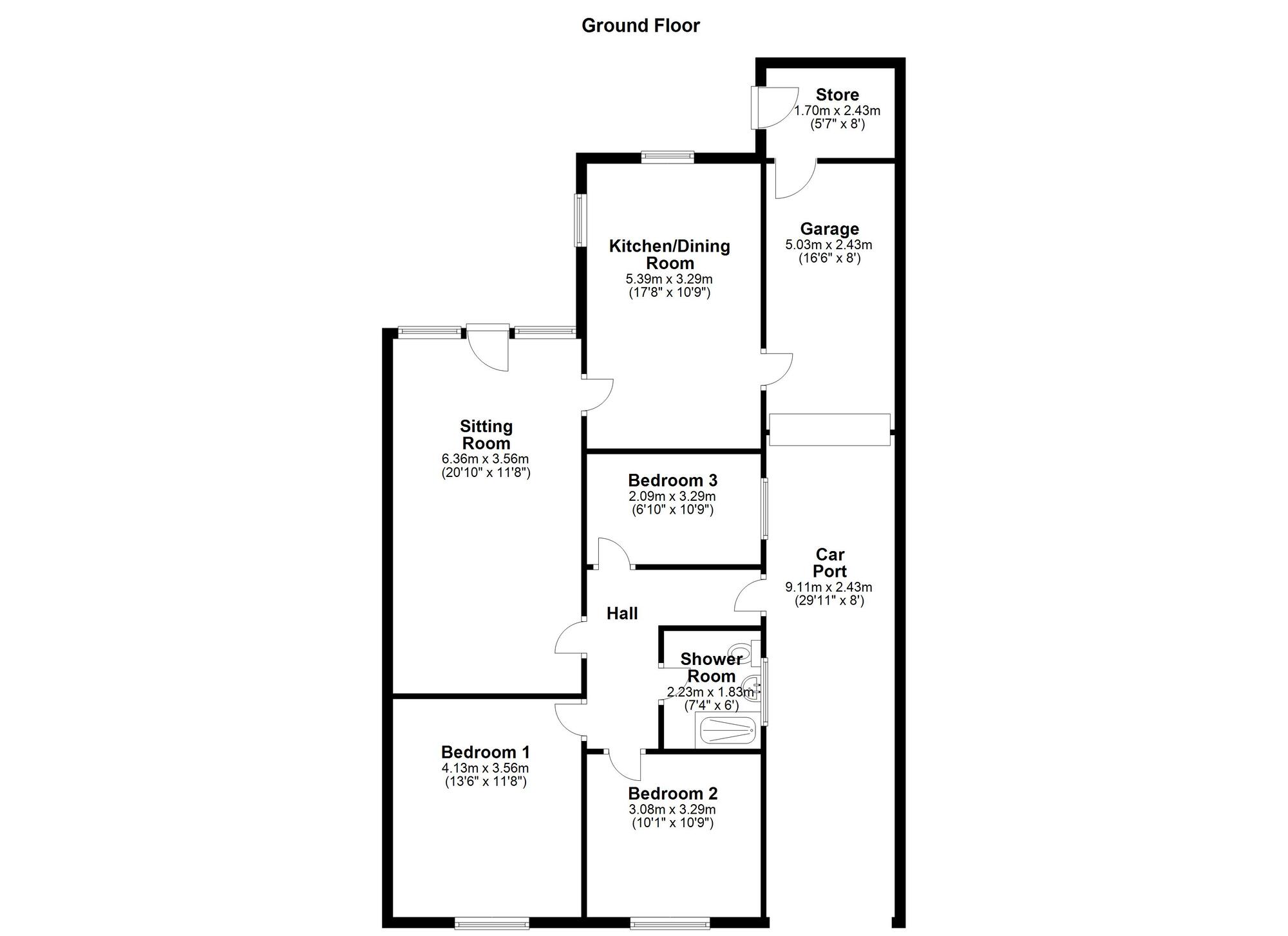 Floorplan of 3 bedroom Semi Detached Bungalow for sale, Dunstable Place, Newcastle upon Tyne, Tyne and Wear, NE5