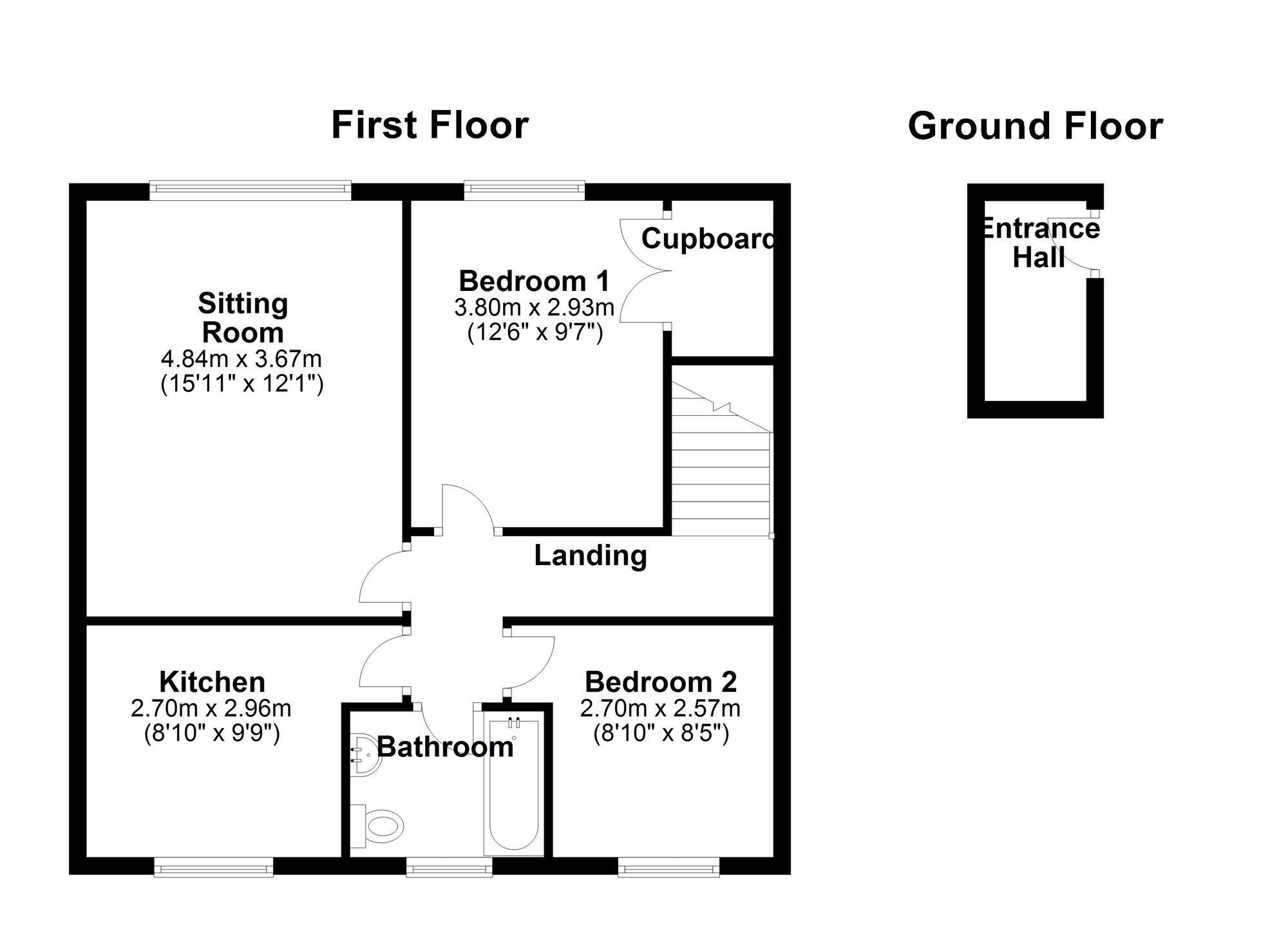 Floorplan of 2 bedroom  Flat to rent, Glenwood Walk, Newcastle upon Tyne, Tyne and Wear, NE5