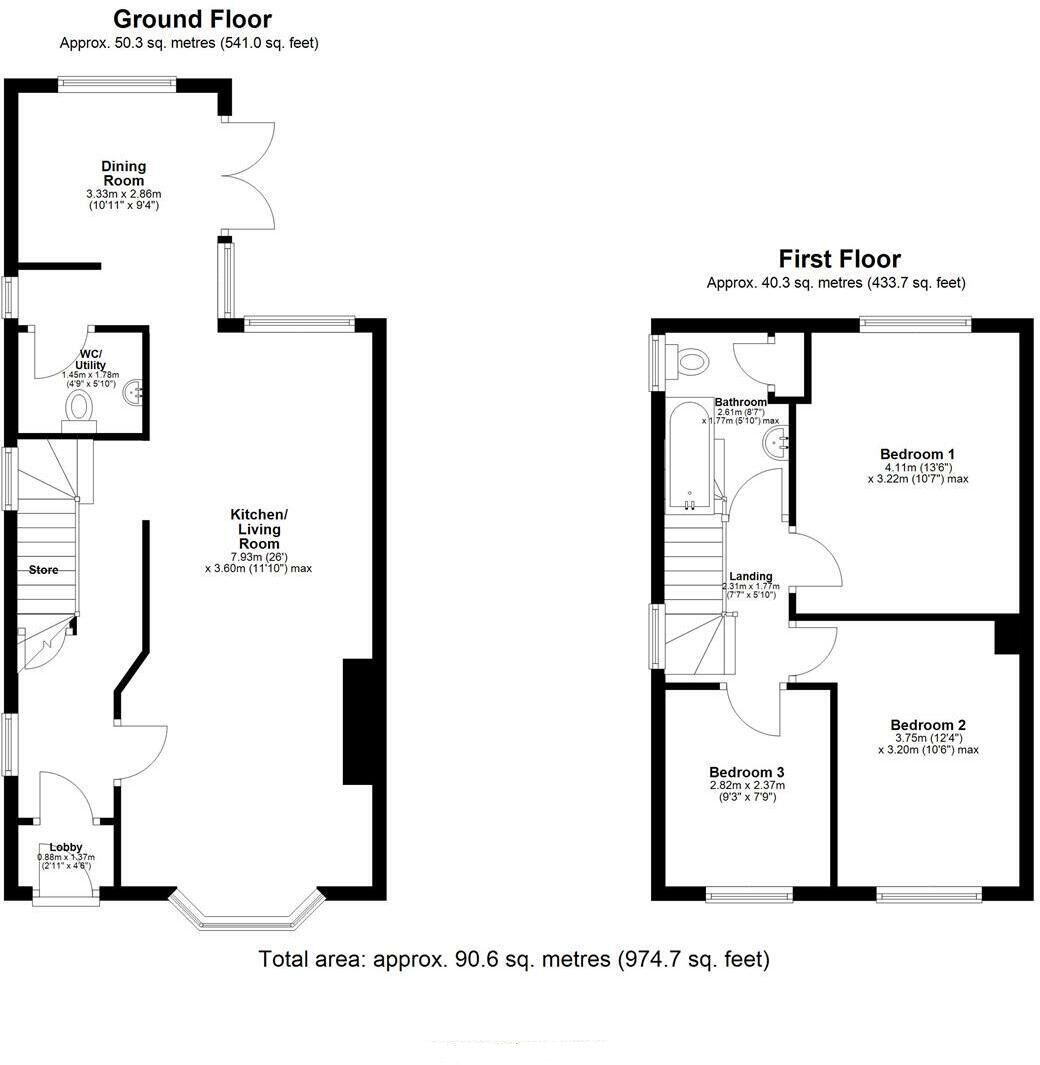 Floorplan of 3 bedroom Semi Detached House for sale, Western Avenue, West Denton, Tyne and Wear, NE5