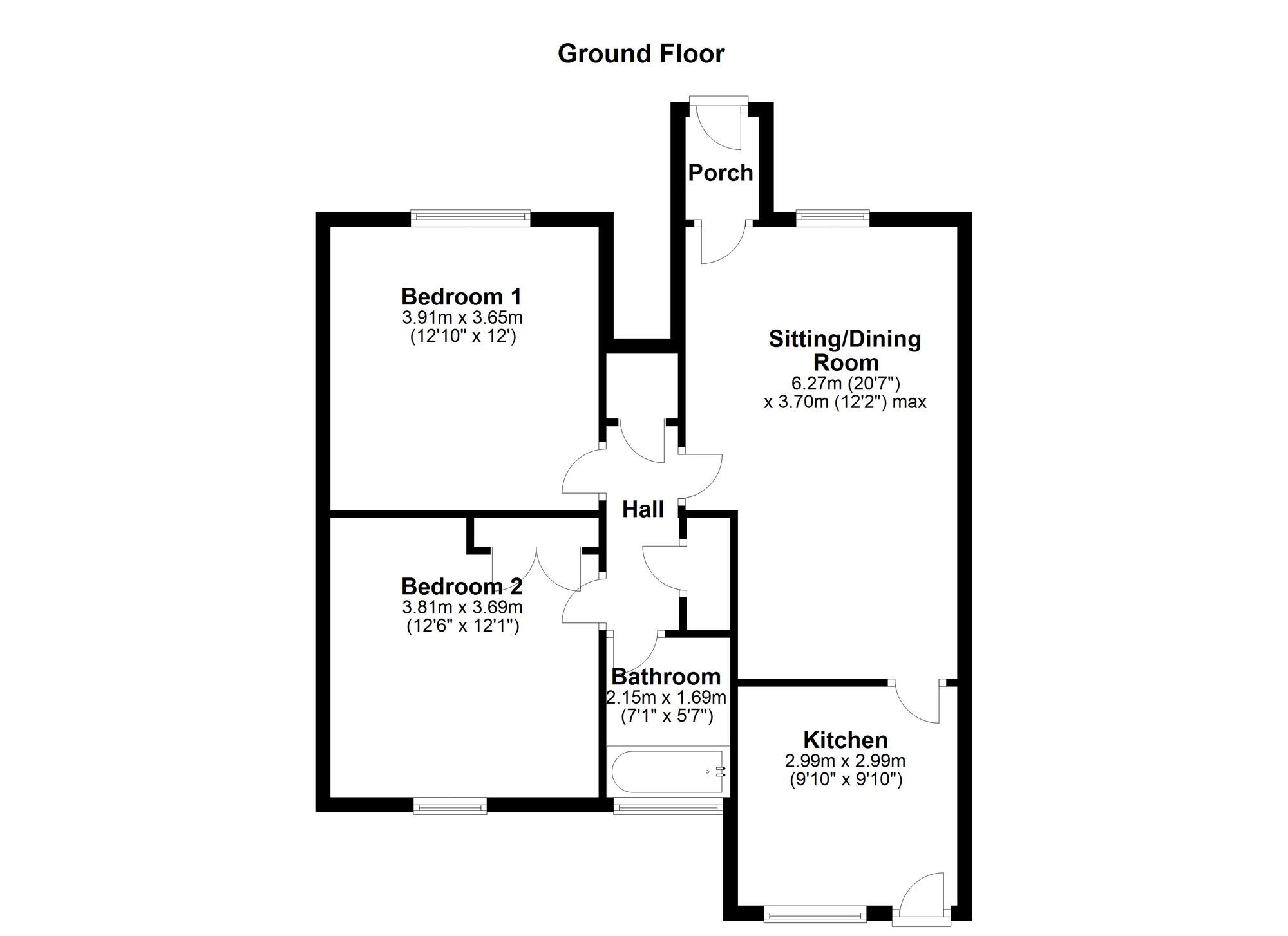 Floorplan of 2 bedroom  Flat for sale, Haggerston Crescent, Newcastle upon Tyne, Tyne and Wear, NE5