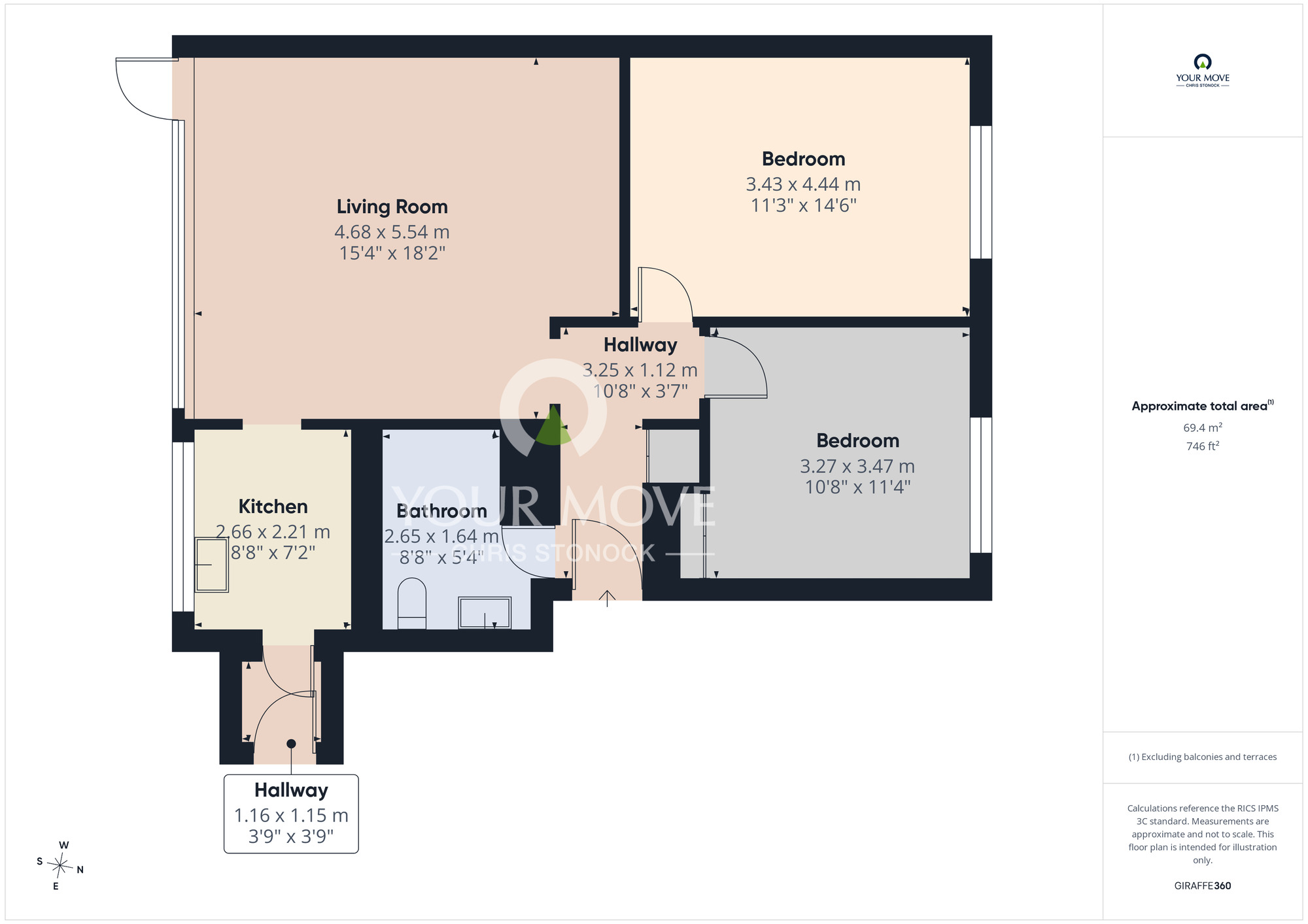 Floorplan of 2 bedroom Flat for sale, Moorside Court, Newcastle upon Tyne, Tyne and Wear, NE5