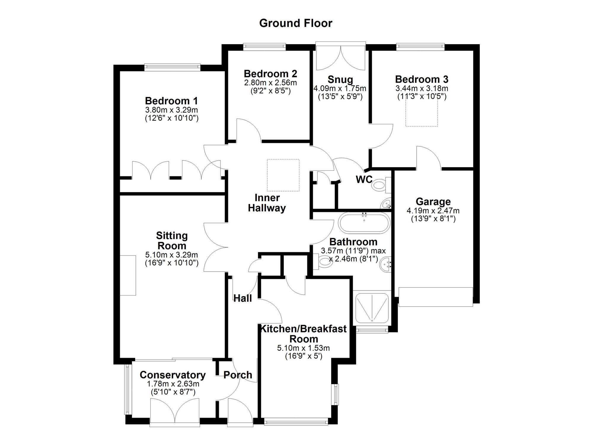 Floorplan of 3 bedroom Detached Bungalow for sale, Oakenshaw, Newcastle upon Tyne, Tyne and Wear, NE15
