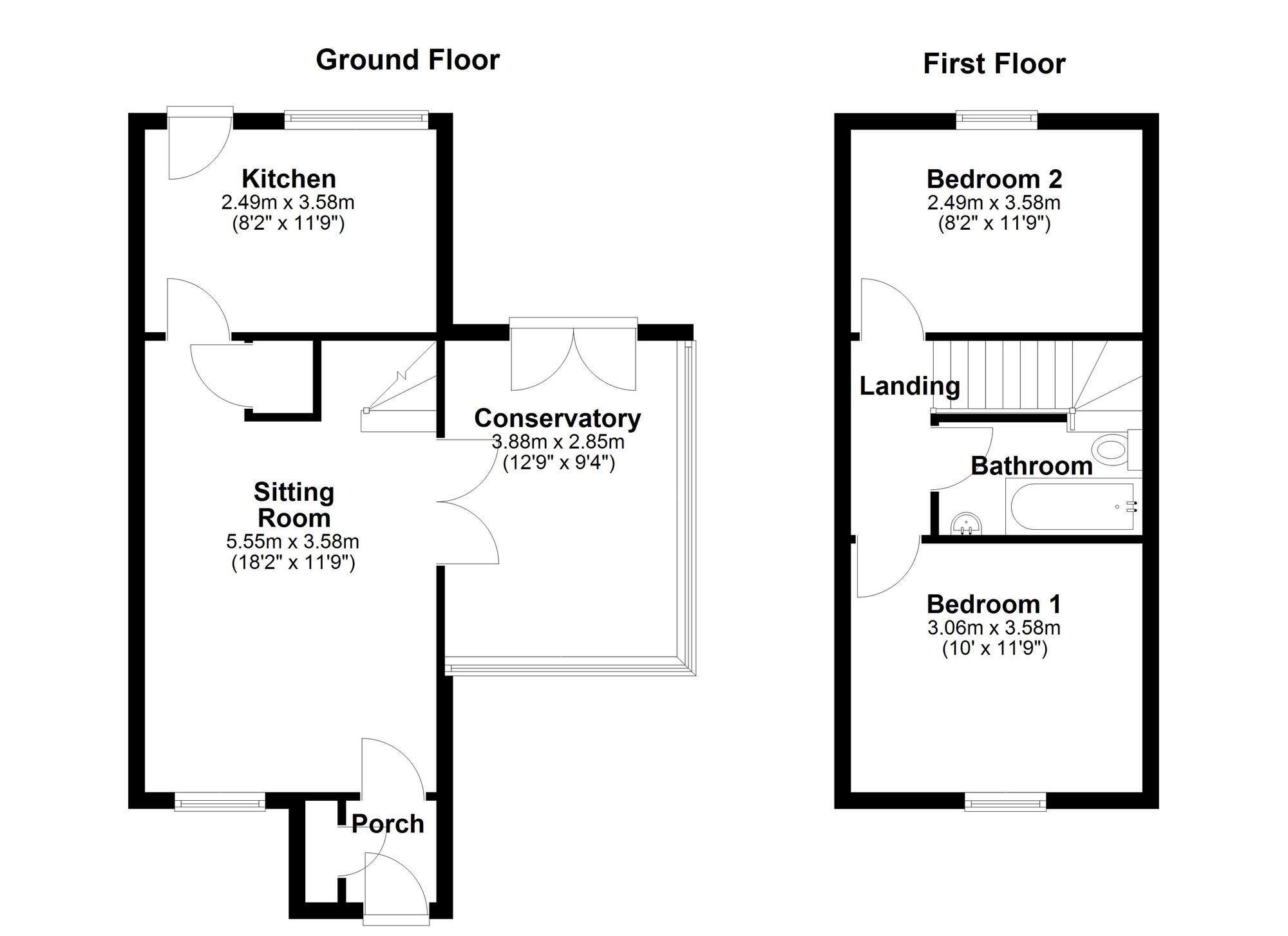 Floorplan of 2 bedroom Semi Detached House for sale, Reedham Court, Newcastle upon Tyne, Tyne and Wear, NE5