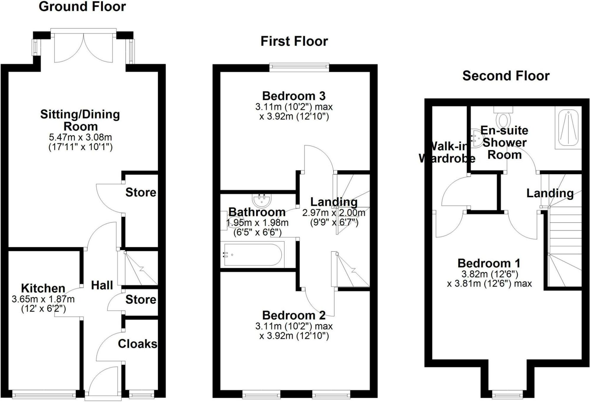 Floorplan of 3 bedroom Mid Terrace House for sale, St. Marks Court, Newcastle upon Tyne, Tyne and Wear, NE5