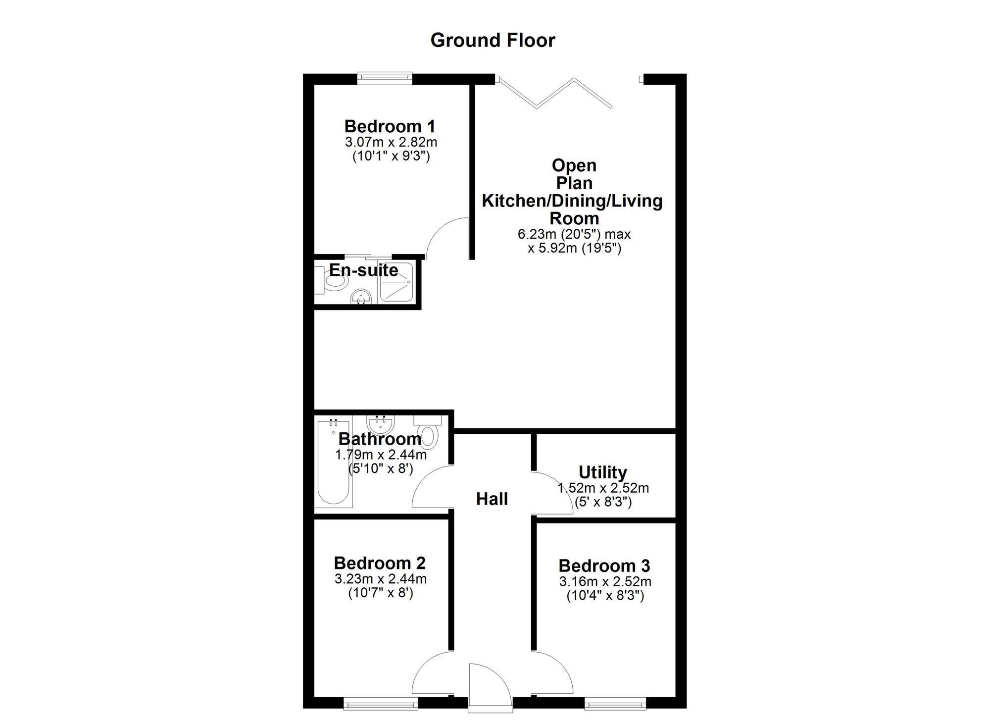 Floorplan of 3 bedroom Mid Terrace Bungalow for sale, Redcroft Green, Newcastle upon Tyne, Tyne and Wear, NE5