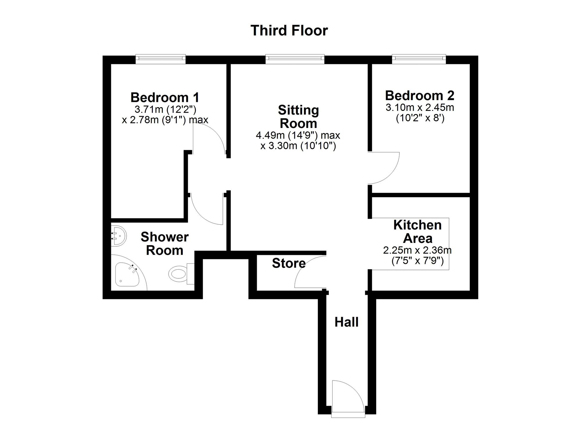 Floorplan of 2 bedroom  Flat for sale, St. Ann's Close, Newcastle upon Tyne, Tyne and Wear, NE1