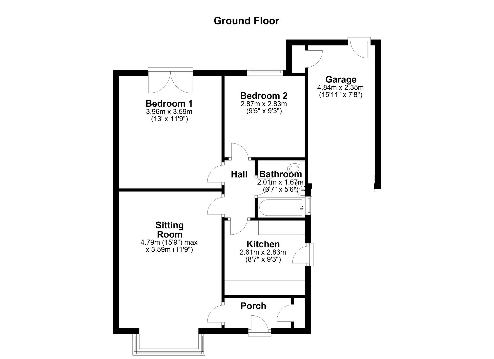 Floorplan of 2 bedroom Semi Detached Bungalow for sale, Westgarth, Newcastle upon Tyne, Tyne and Wear, NE5