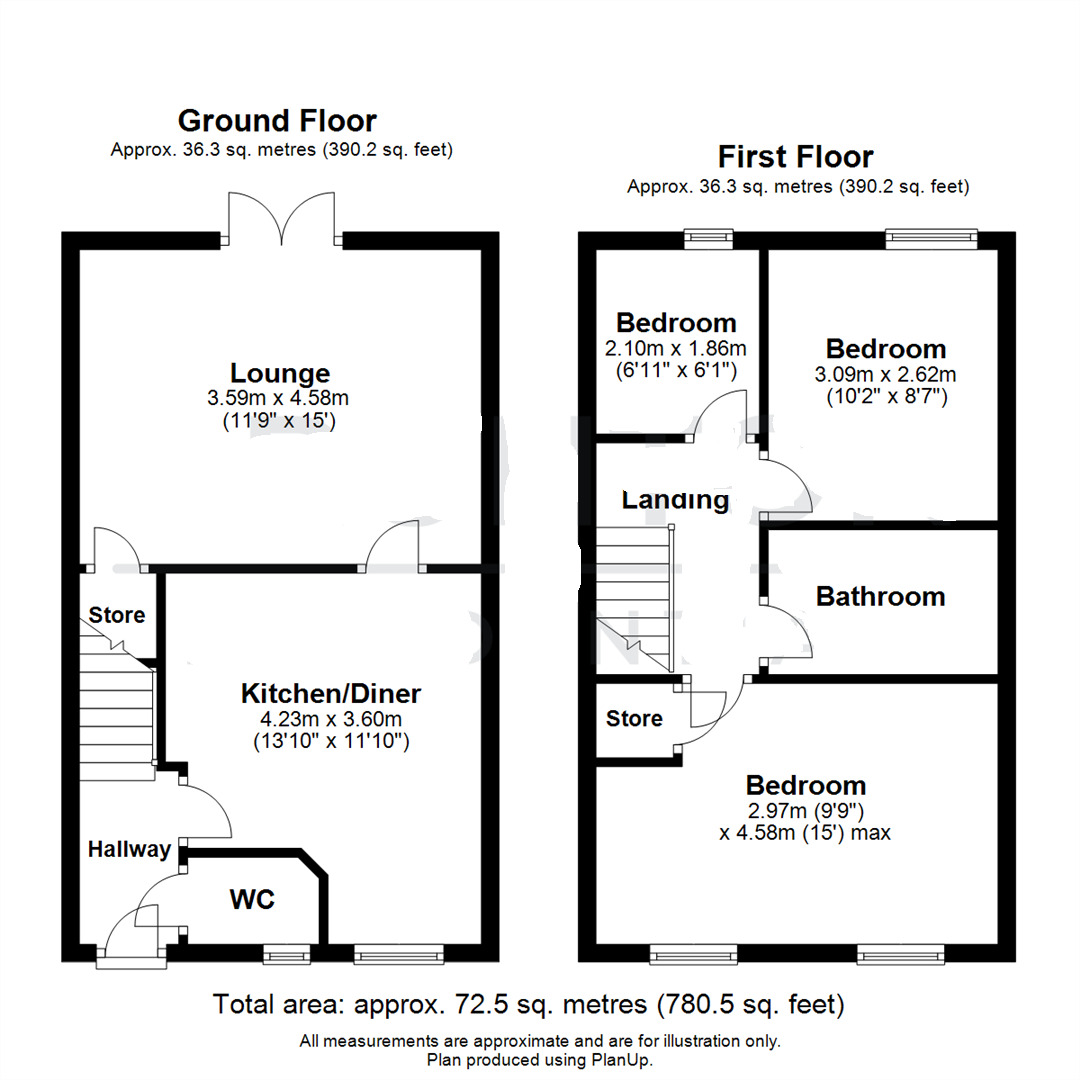 Floorplan of 3 bedroom Semi Detached House for sale, Lazonby Way, Newcastle upon Tyne, Tyne and Wear, NE5
