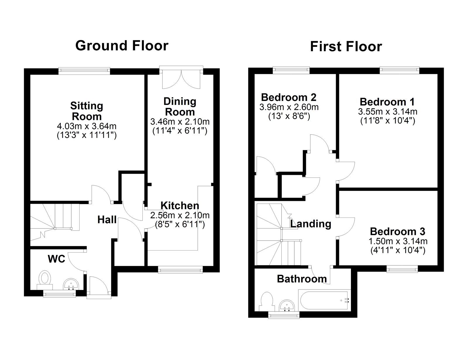 Floorplan of 3 bedroom End Terrace House to rent, Links Walk, Newcastle upon Tyne, Tyne and Wear, NE5